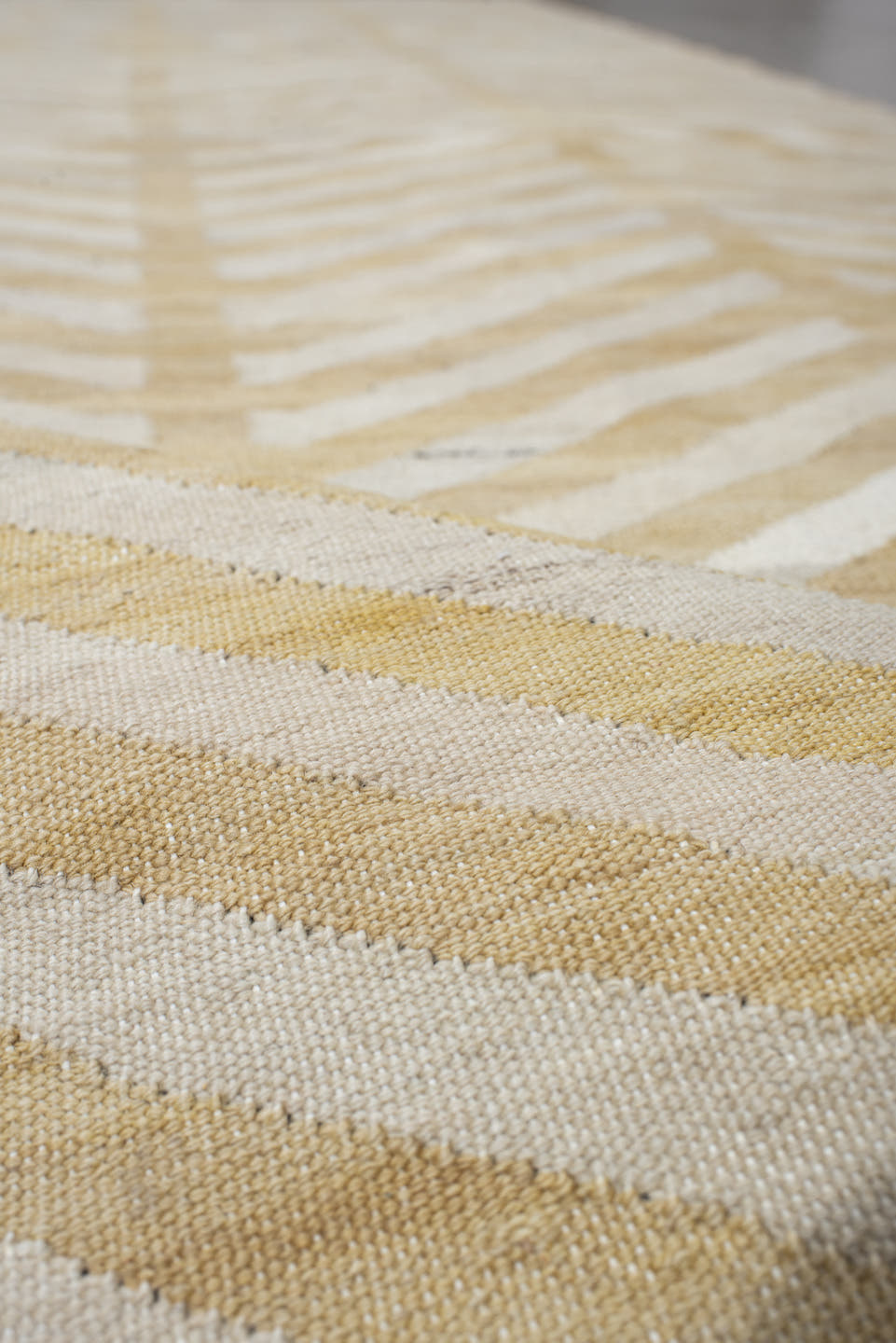 3' x 9' one-of-a-kind handmade vintage Kilim runner rug. Color palette: ivory, beige, cream, tan