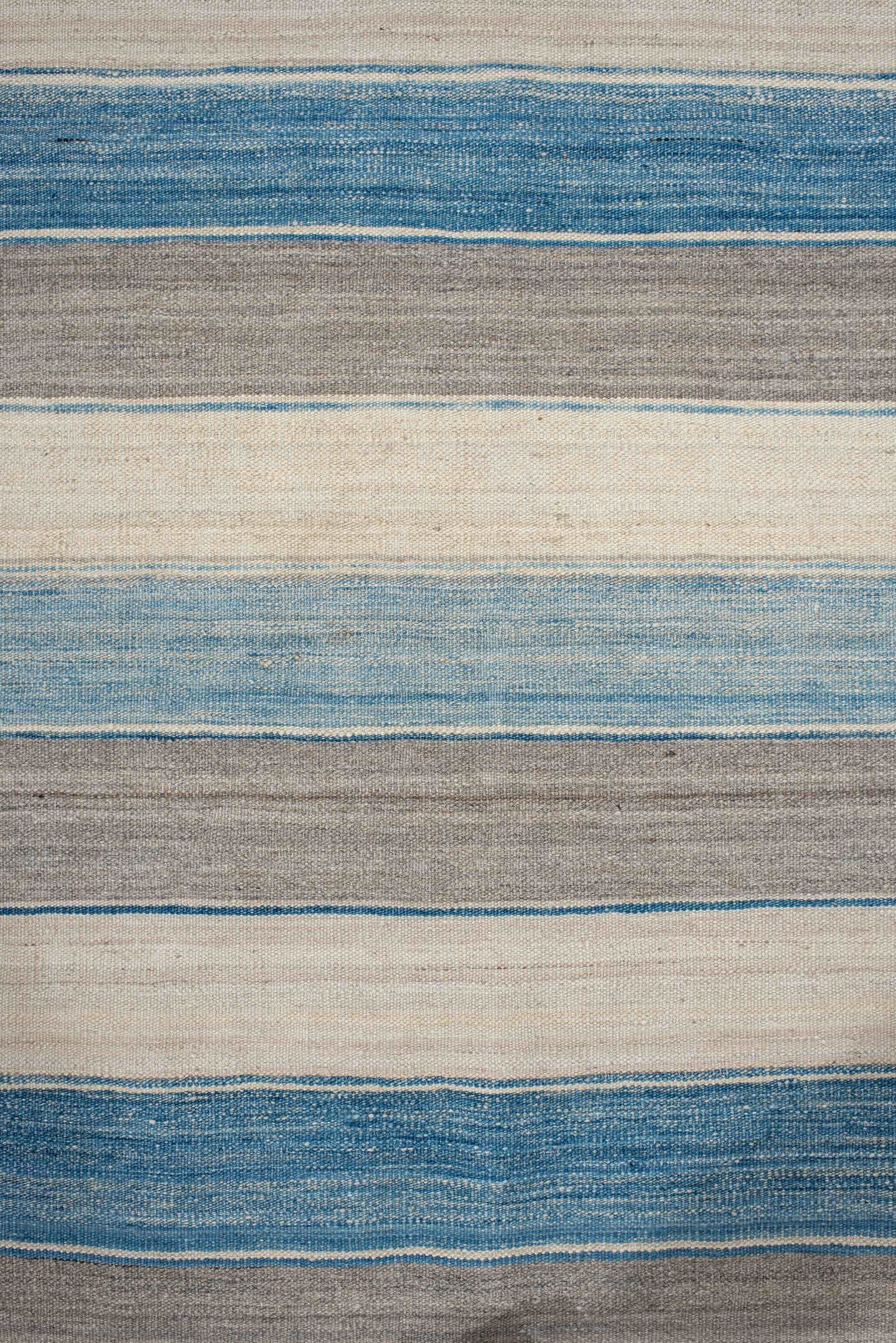 3' x 13' one-of-a-kind handmade vintage Kilim runner rug. Color palette: ivory, sky blue, taupe, cream, light blue, beige
