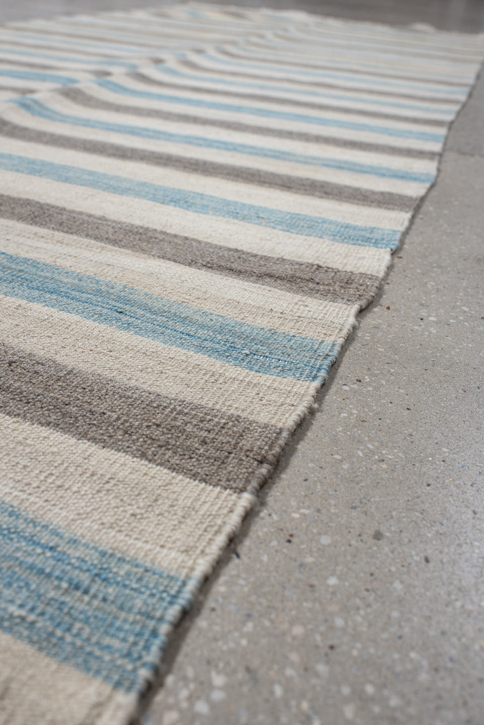 3' x 9' one-of-a-kind handmade vintage Kilim runner rug. Color palette: ivory, charcoal, sky_blue, taupe, gray, black