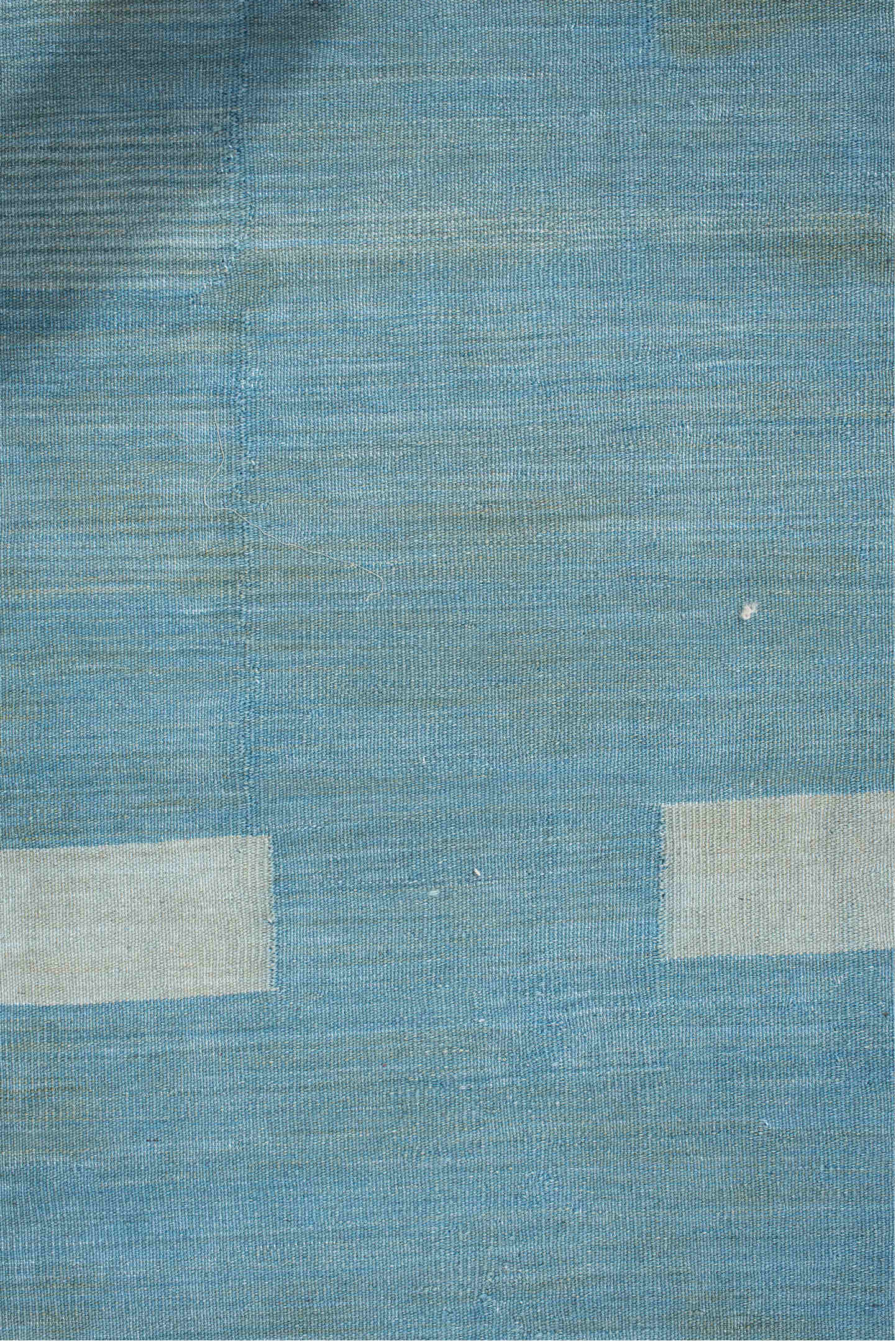 2' x 10' one-of-a-kind handmade vintage Kilim runner rug. Color palette: sky blue, ivory, aqua, taupe, camel, light blue