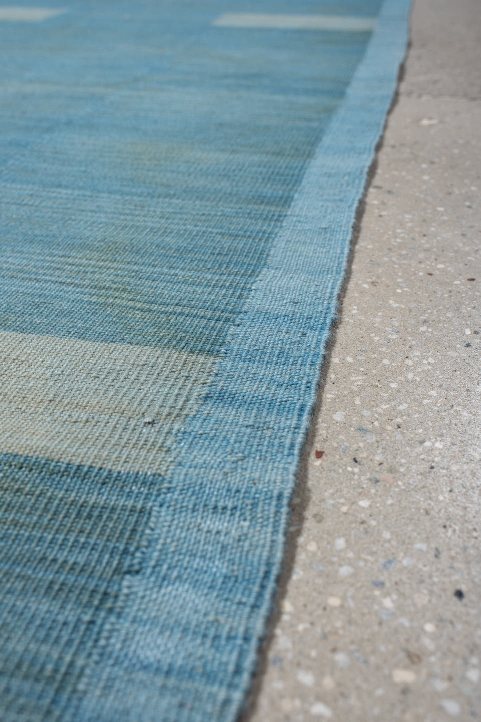 2' x 10' one-of-a-kind handmade vintage Kilim runner rug. Color palette: sky blue, ivory, aqua, taupe, camel, light blue