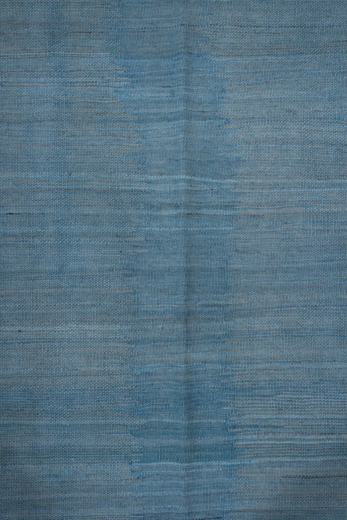 3' x 19' one-of-a-kind handmade vintage Kilim runner rug. Color palette: sky blue, slate, steel blue, light blue, gray, blue