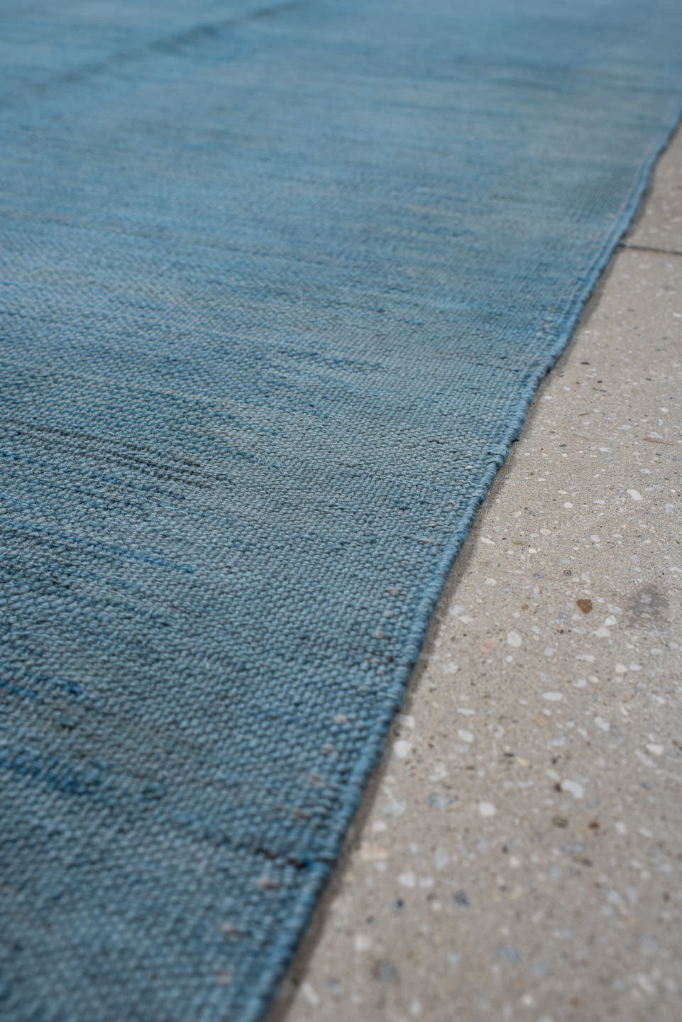 3' x 19' one-of-a-kind handmade vintage Kilim runner rug. Color palette: sky blue, slate, steel blue, light blue, gray, blue