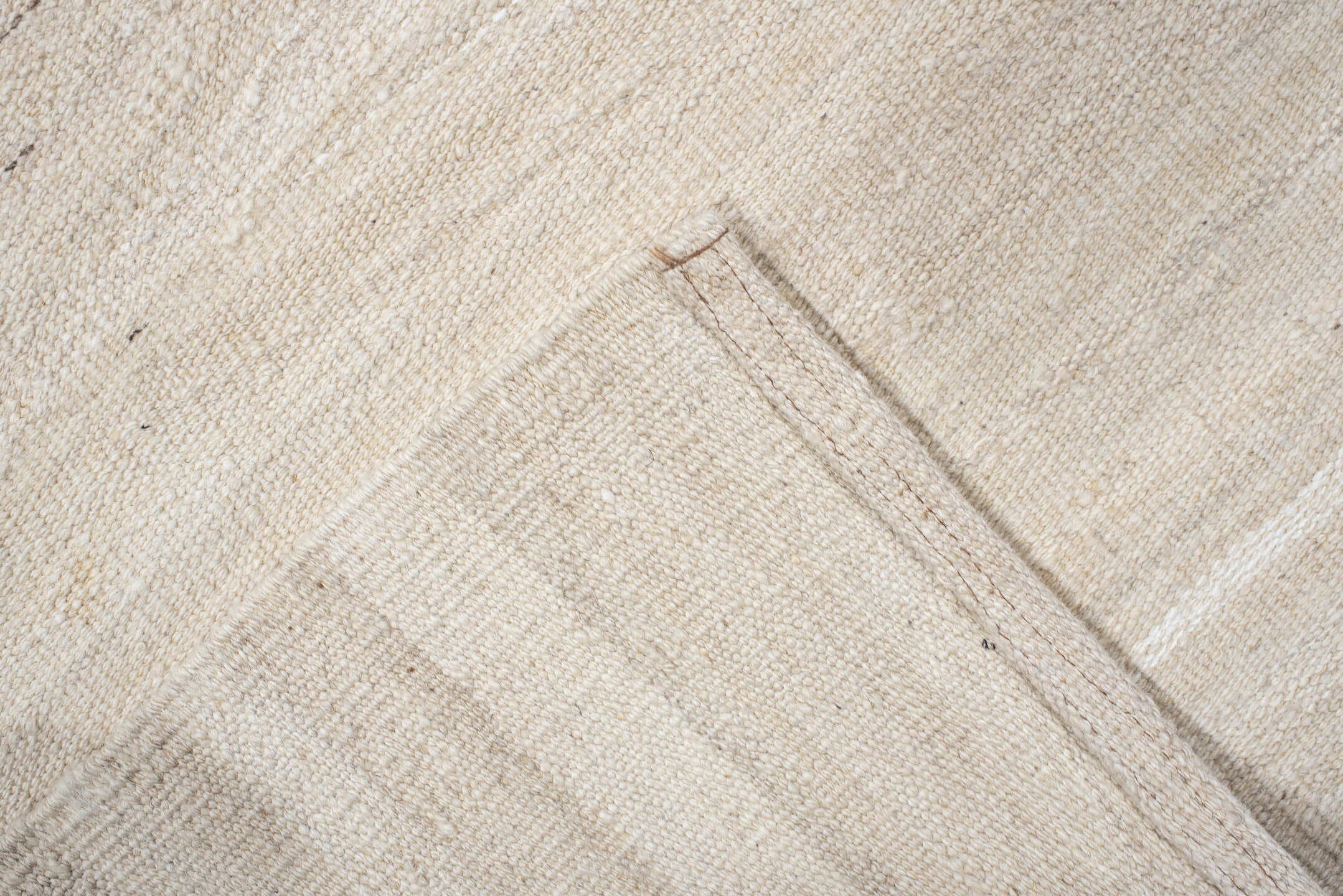 3' x 9' one-of-a-kind handmade vintage Kilim runner rug. Color palette: ivory, beige, cream, taupe, gray