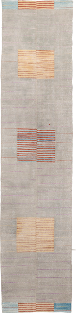 2' x 8' one-of-a-kind handmade vintage Kilim runner rug. Color palette: taupe, ivory, coral, pale_blue, lavender, beige