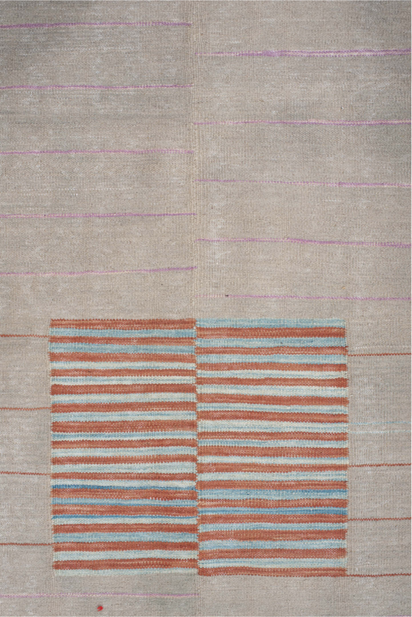 2' x 8' one-of-a-kind handmade vintage Kilim runner rug. Color palette: taupe, ivory, coral, pale_blue, lavender, beige