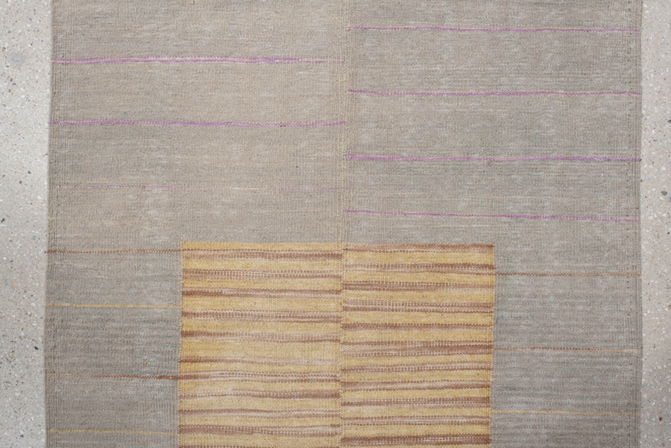 2' x 8' one-of-a-kind handmade vintage Kilim runner rug. Color palette: gray, light gray, off-white, pink, brown, orange