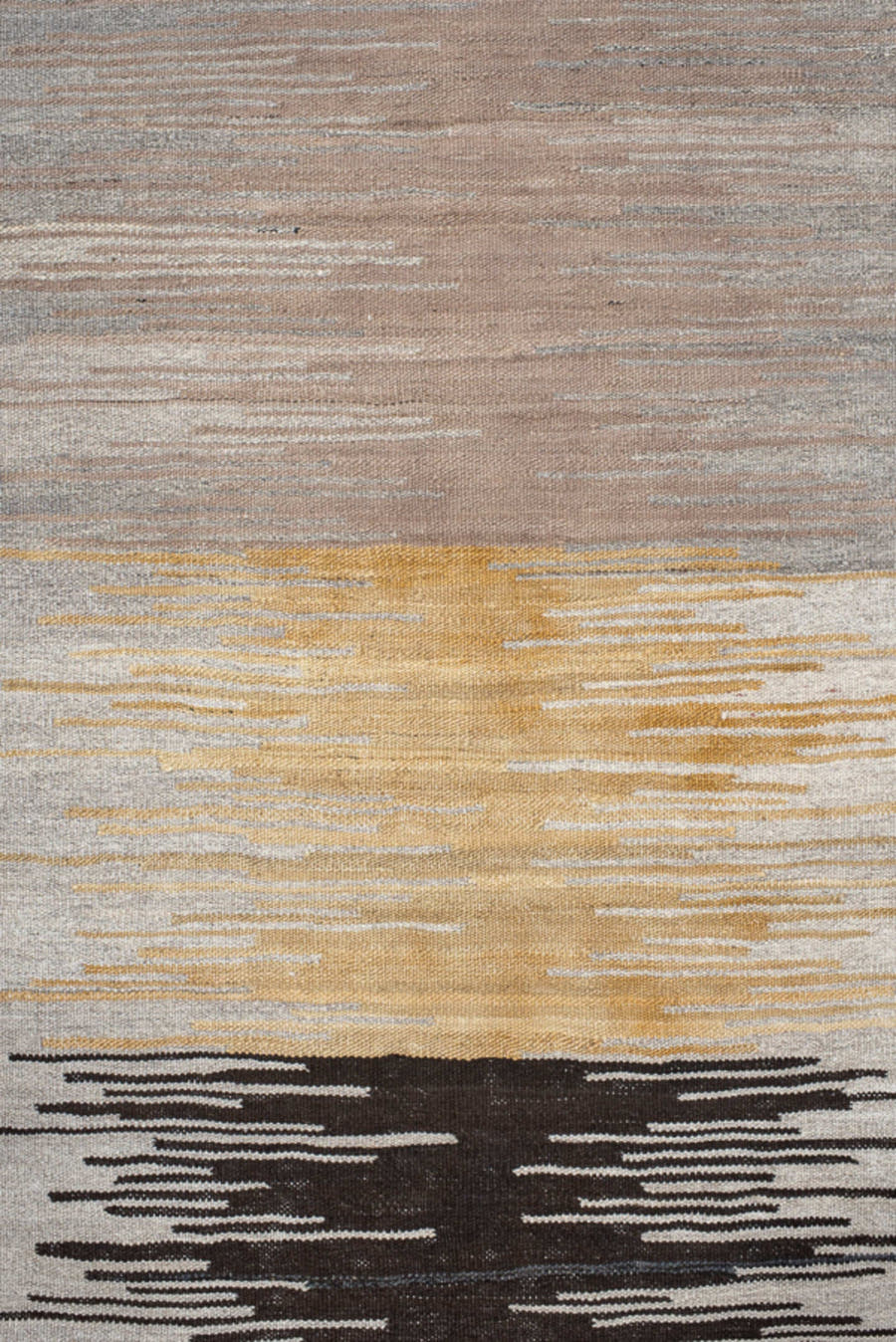 2' x 11' one-of-a-kind handmade vintage Kilim runner rug. Color palette: ivory, taupe, sky_blue, rose, black, gold, peach
