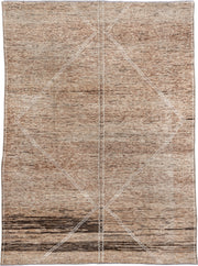 10' x 13' one-of-a-kind handmade vintage Tulu large size rug. Color palette: camel, ivory, taupe, brown, charcoal, beige