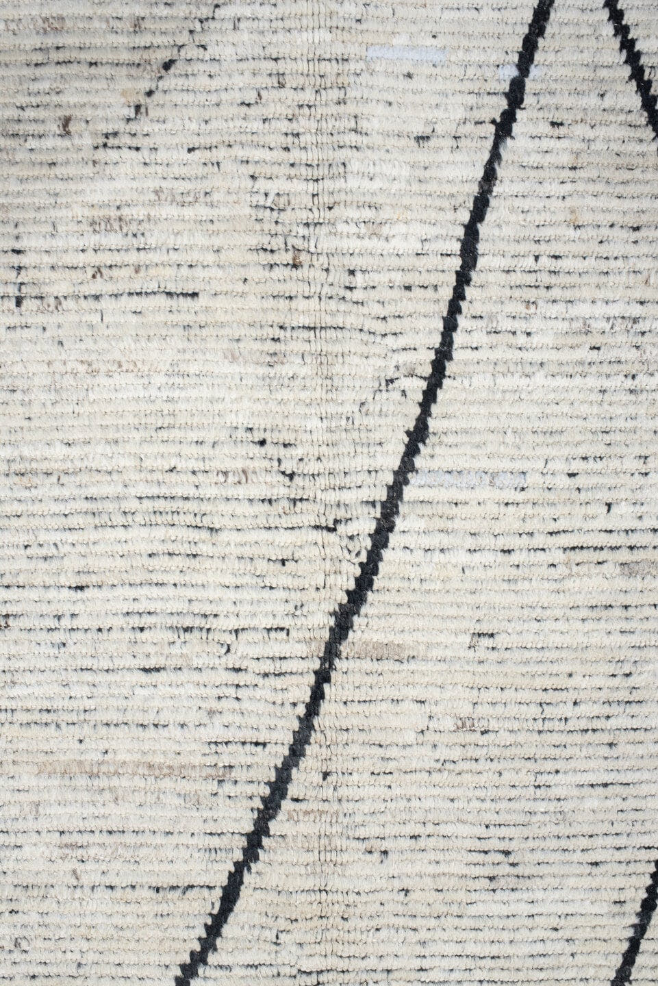 9' x 12' one-of-a-kind handmade vintage Tulu large size rug. Color palette: ivory, charcoal, black, cream, gray