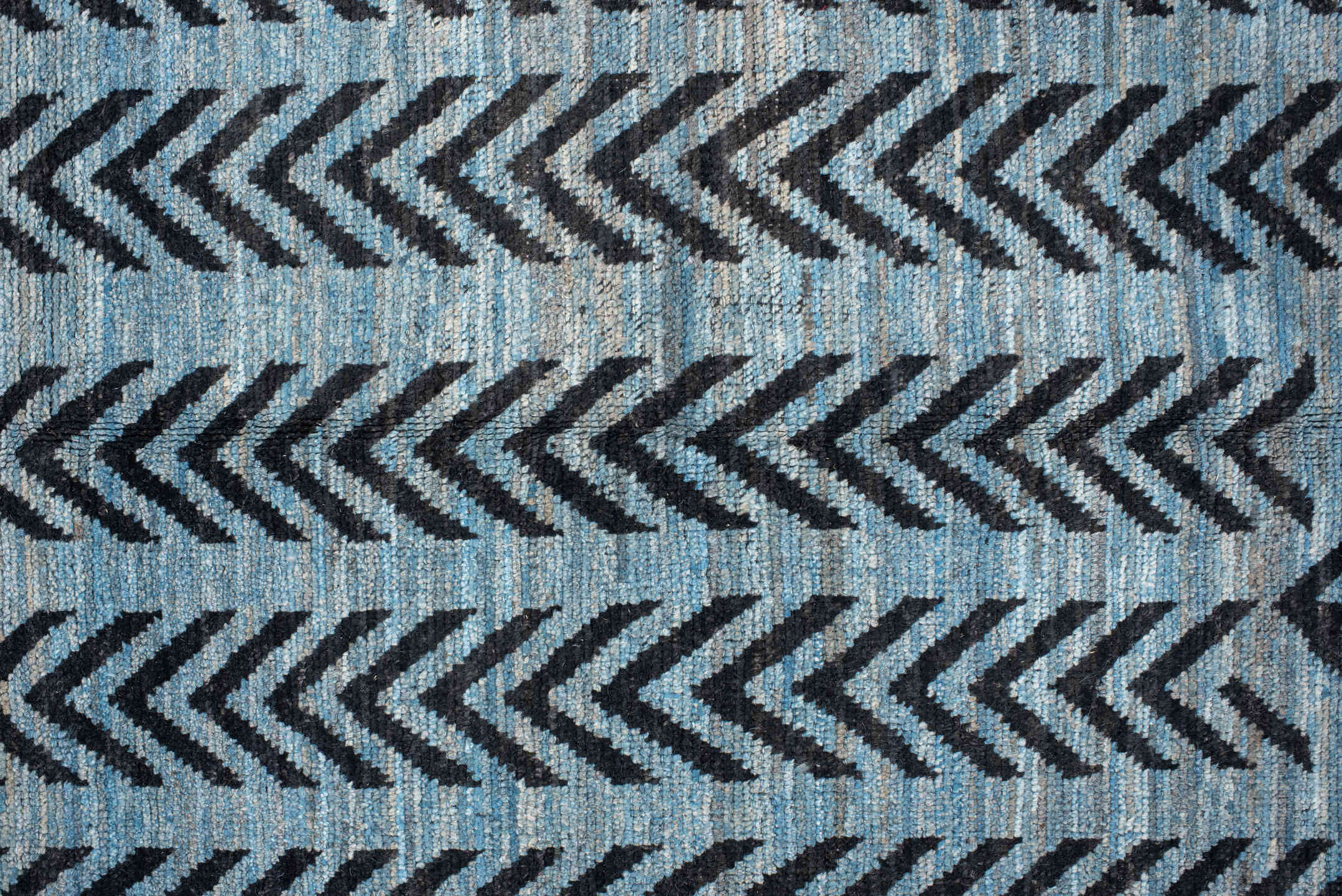 6' x 9' one-of-a-kind handmade vintage Tulu medium size rug. Color palette: gray, blue, black, light blue, light gray