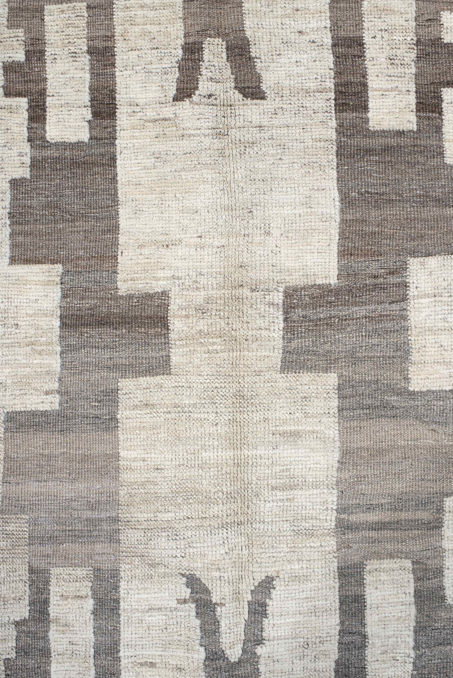 10' x 13' one-of-a-kind handmade vintage Tulu large size rug. Color palette: ivory, gray, taupe, beige