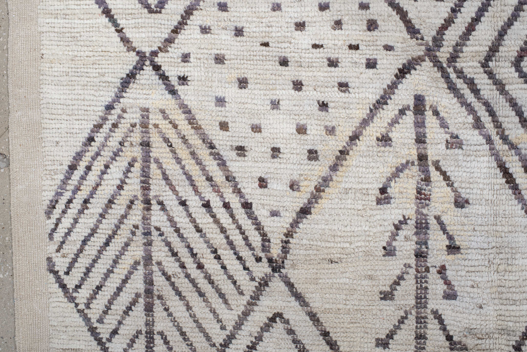 10' x 14' one-of-a-kind handmade vintage Tulu large size rug. Color palette: ivory, charcoal, taupe, brown, gray, black