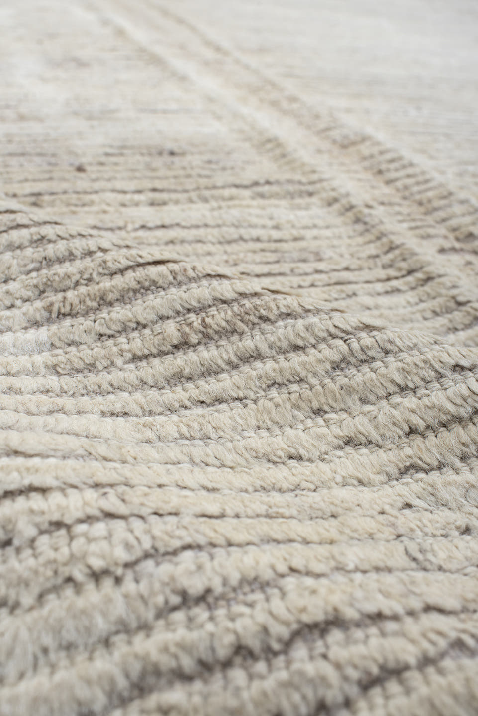 13' x 14' one-of-a-kind handmade vintage Tulu oversize rug. Color palette: ivory, cream, taupe, sky_blue, beige, gray