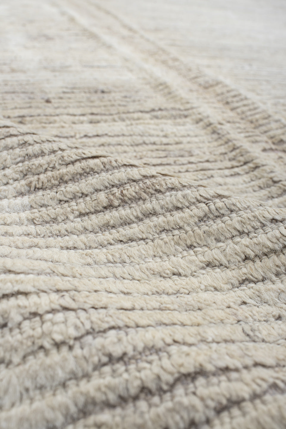 13' x 14' one-of-a-kind handmade vintage Tulu oversize rug. Color palette: ivory, cream, taupe, sky_blue, beige, gray