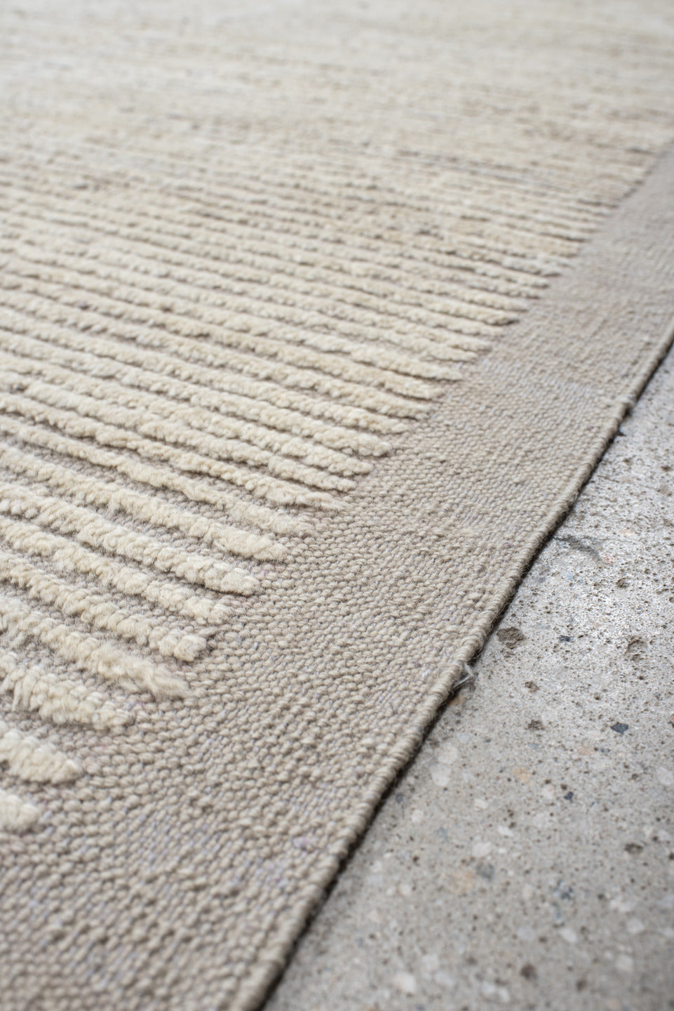 13' x 14' one-of-a-kind handmade vintage Tulu oversize rug. Color palette: ivory, cream, taupe, sky_blue, beige, gray