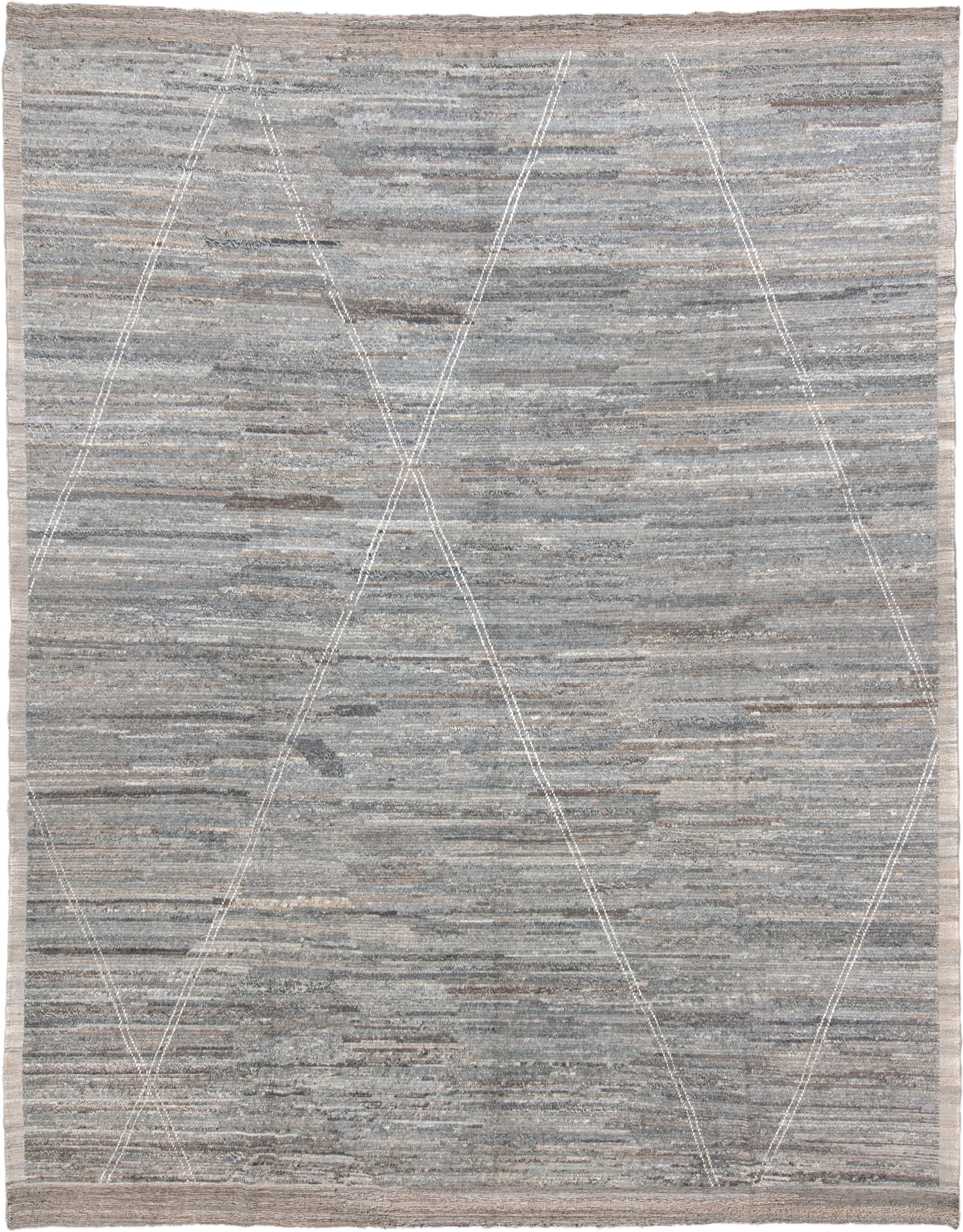 10' x 13' one-of-a-kind handmade vintage Tulu large size rug. Color palette: gray, taupe, ivory, greige, charcoal, beige