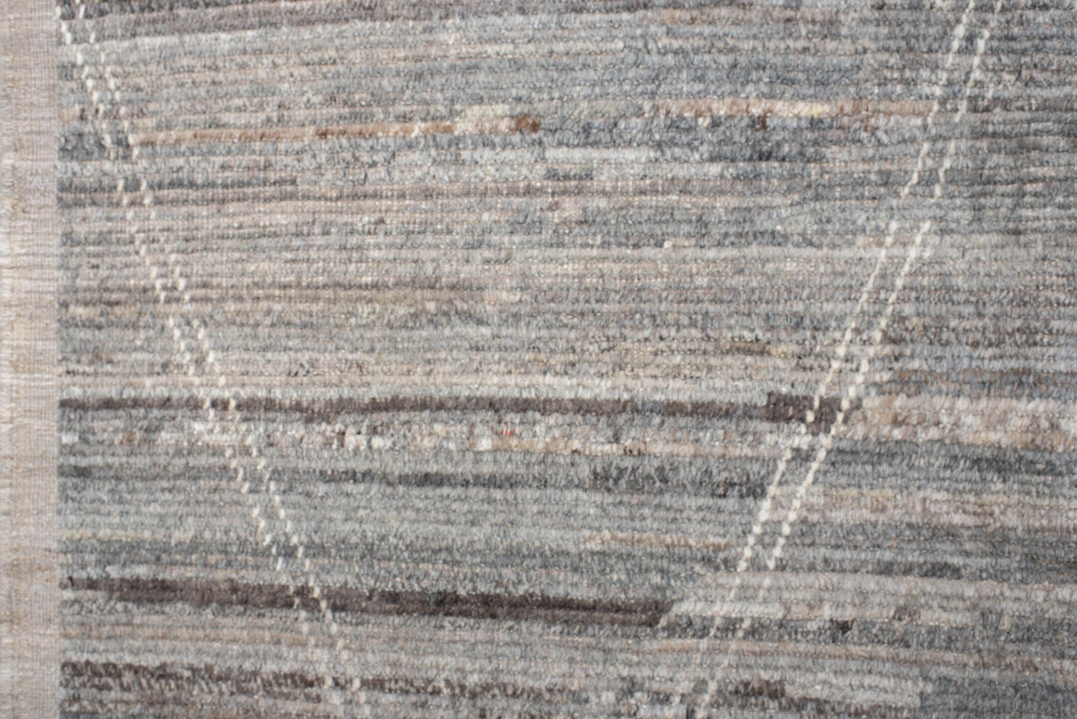 10' x 13' one-of-a-kind handmade vintage Tulu large size rug. Color palette: gray, taupe, ivory, greige, charcoal, beige