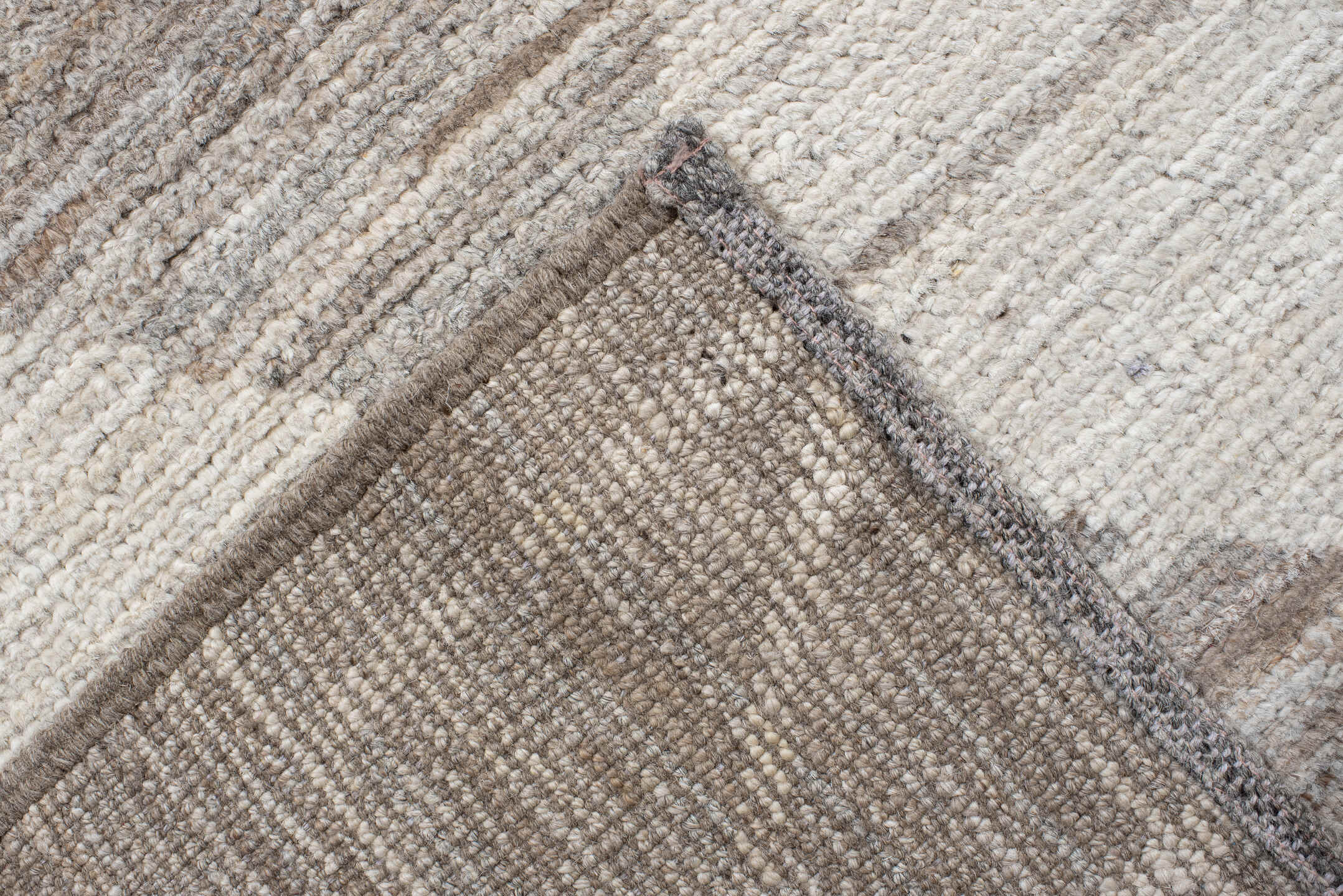10' x 14' one-of-a-kind handmade vintage Tulu large size rug. Color palette: taupe, ivory, gray, cream, greige, beige