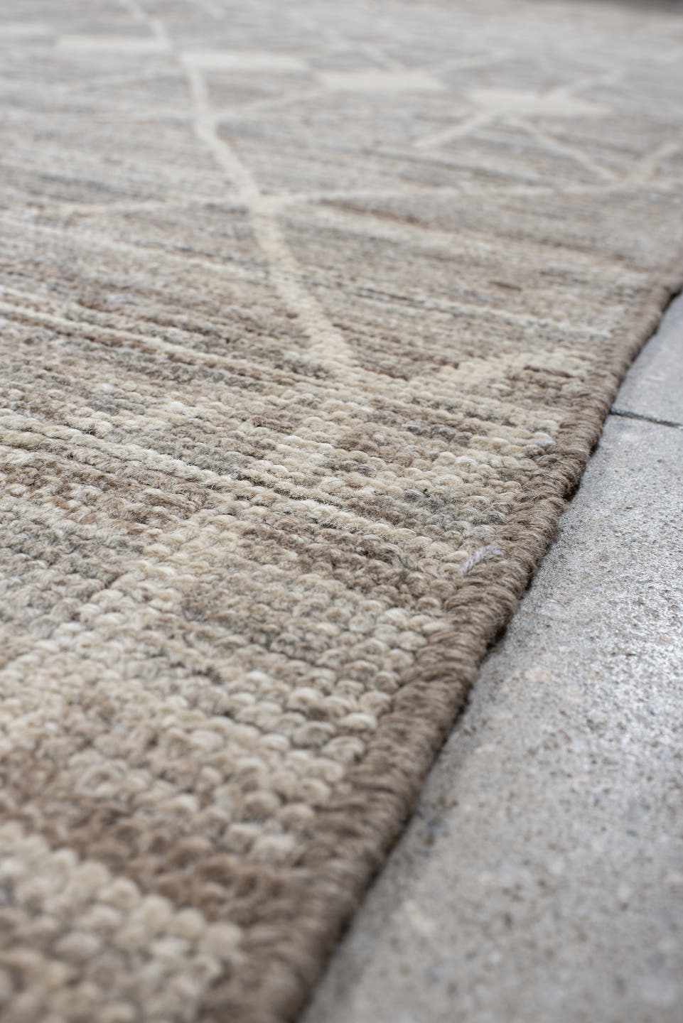 10' x 14' one-of-a-kind handmade vintage Tulu large size rug. Color palette: taupe, ivory, gray, cream, greige, beige