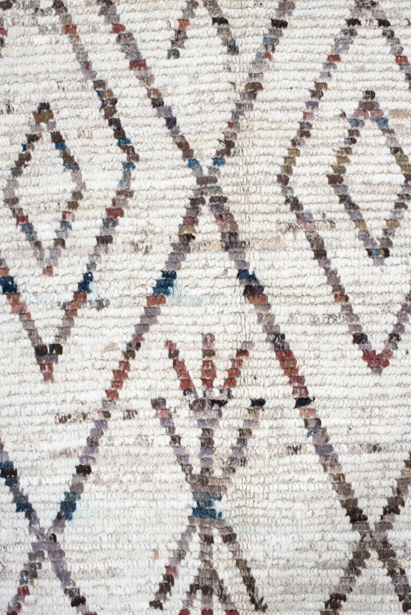 10' x 13' one-of-a-kind handmade vintage Tulu large size rug. Color palette: ivory, taupe, charcoal, slate, rose, camel