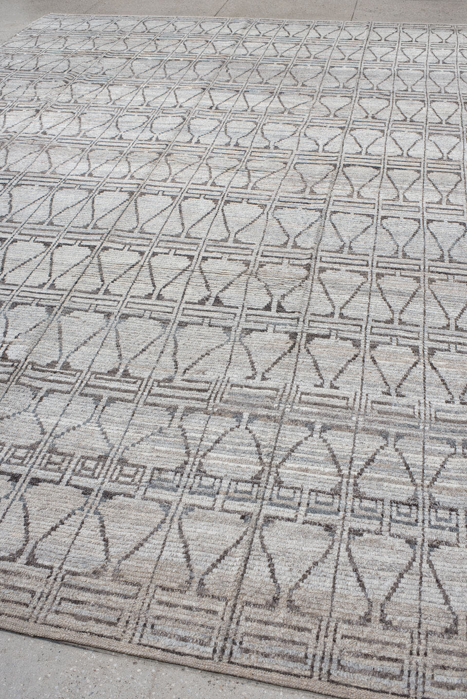10' x 14' one-of-a-kind handmade vintage Tulu large size rug. Color palette: ivory, taupe, gray, cream, beige