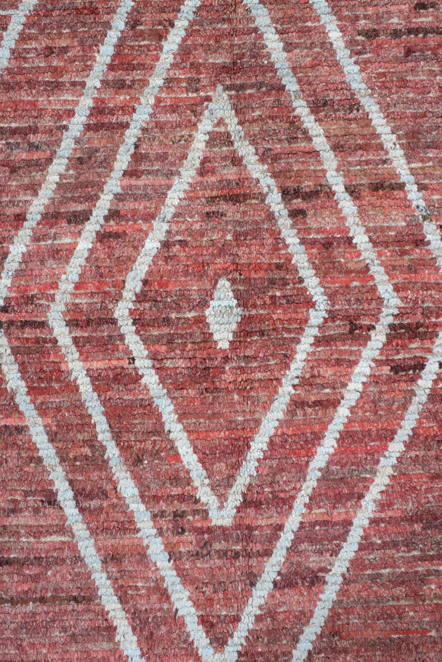 10' x 14' one-of-a-kind handmade vintage Tulu large size rug. Color palette: terra cotta, ivory, rose, rust, charcoal