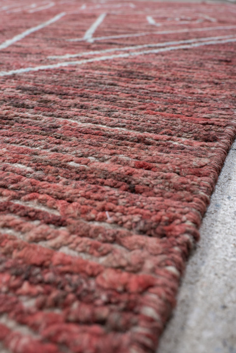 10' x 14' one-of-a-kind handmade vintage Tulu large size rug. Color palette: terra cotta, ivory, rose, rust, charcoal