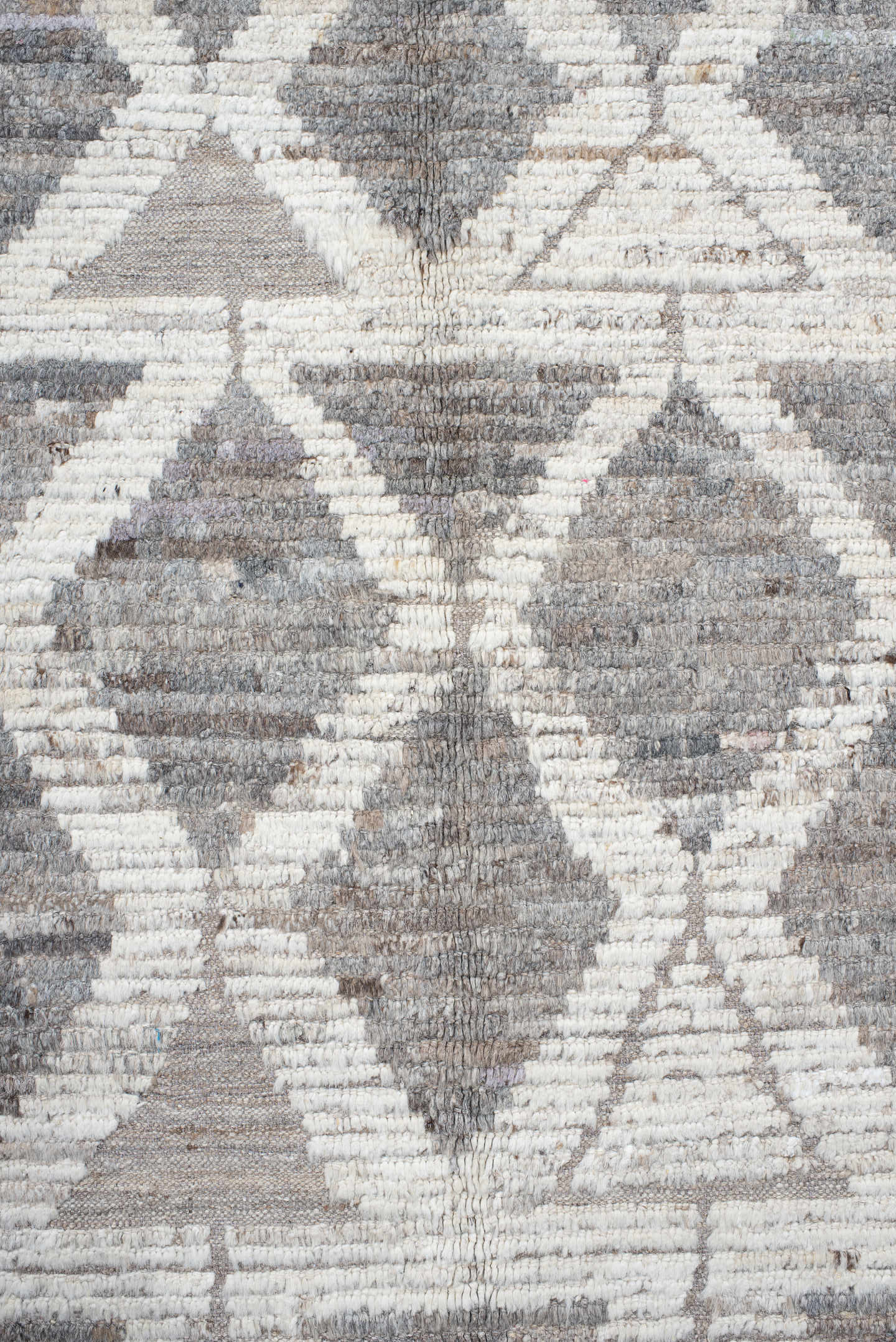 11' x 13' one-of-a-kind handmade vintage Tulu oversize rug. Color palette: gray, ivory, taupe, greige, beige