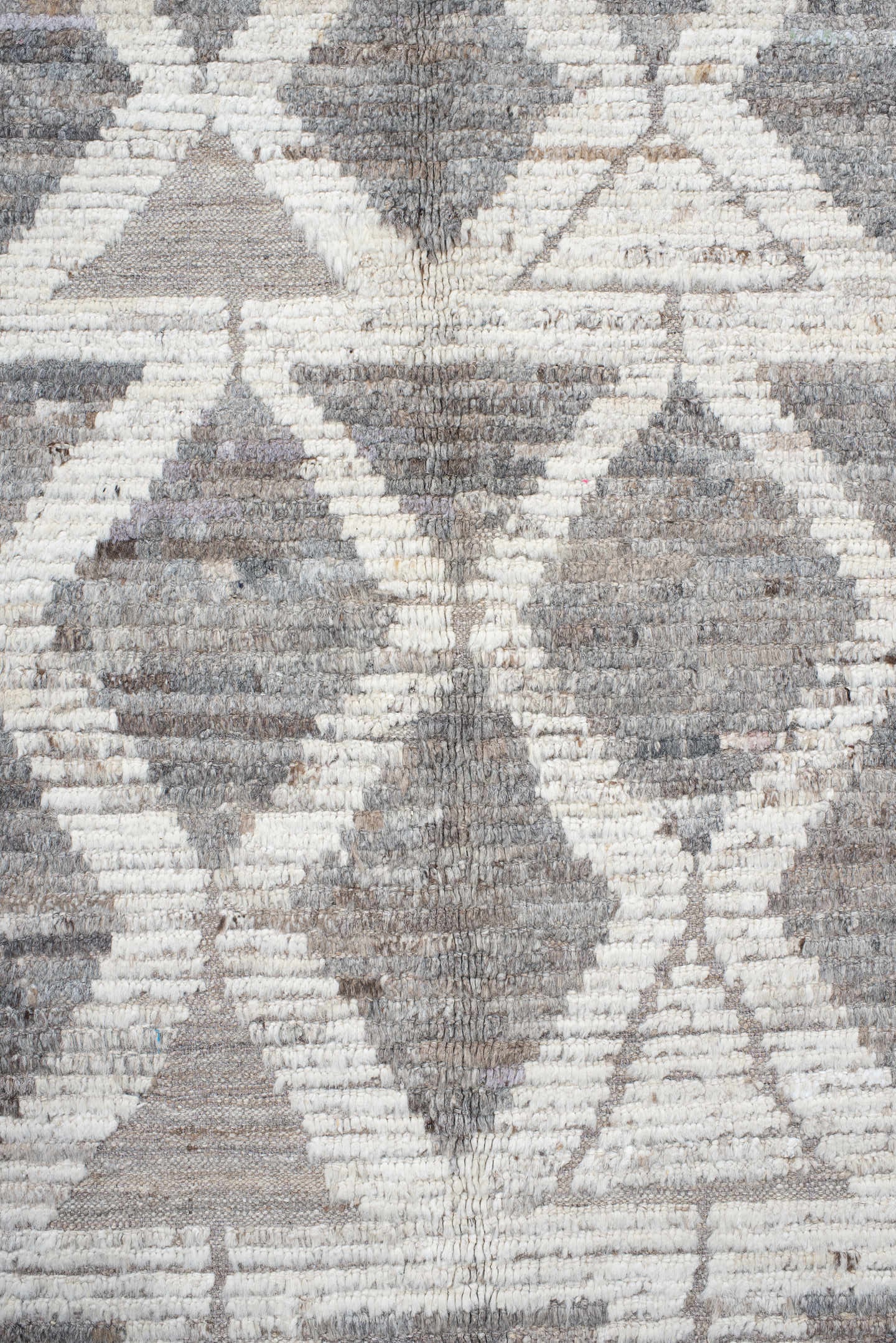 11' x 13' one-of-a-kind handmade vintage Tulu oversize rug. Color palette: gray, ivory, taupe, greige, beige