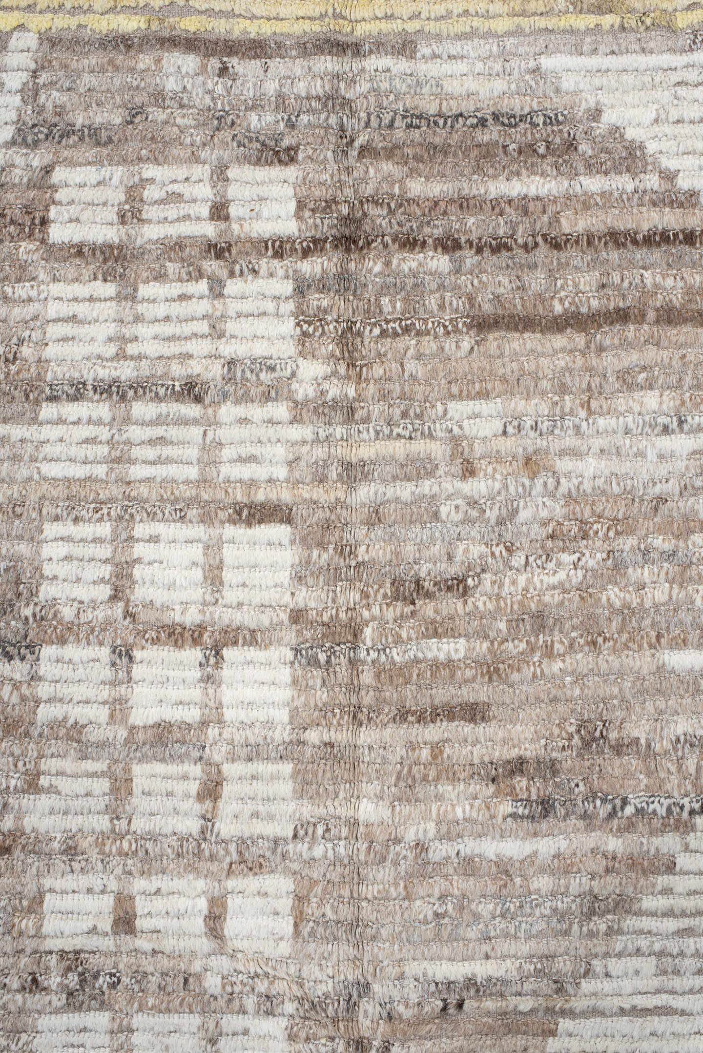 9' x 11' one-of-a-kind handmade vintage Tulu large size rug. Color palette: ivory, taupe, beige, pale_yellow, brown, gray