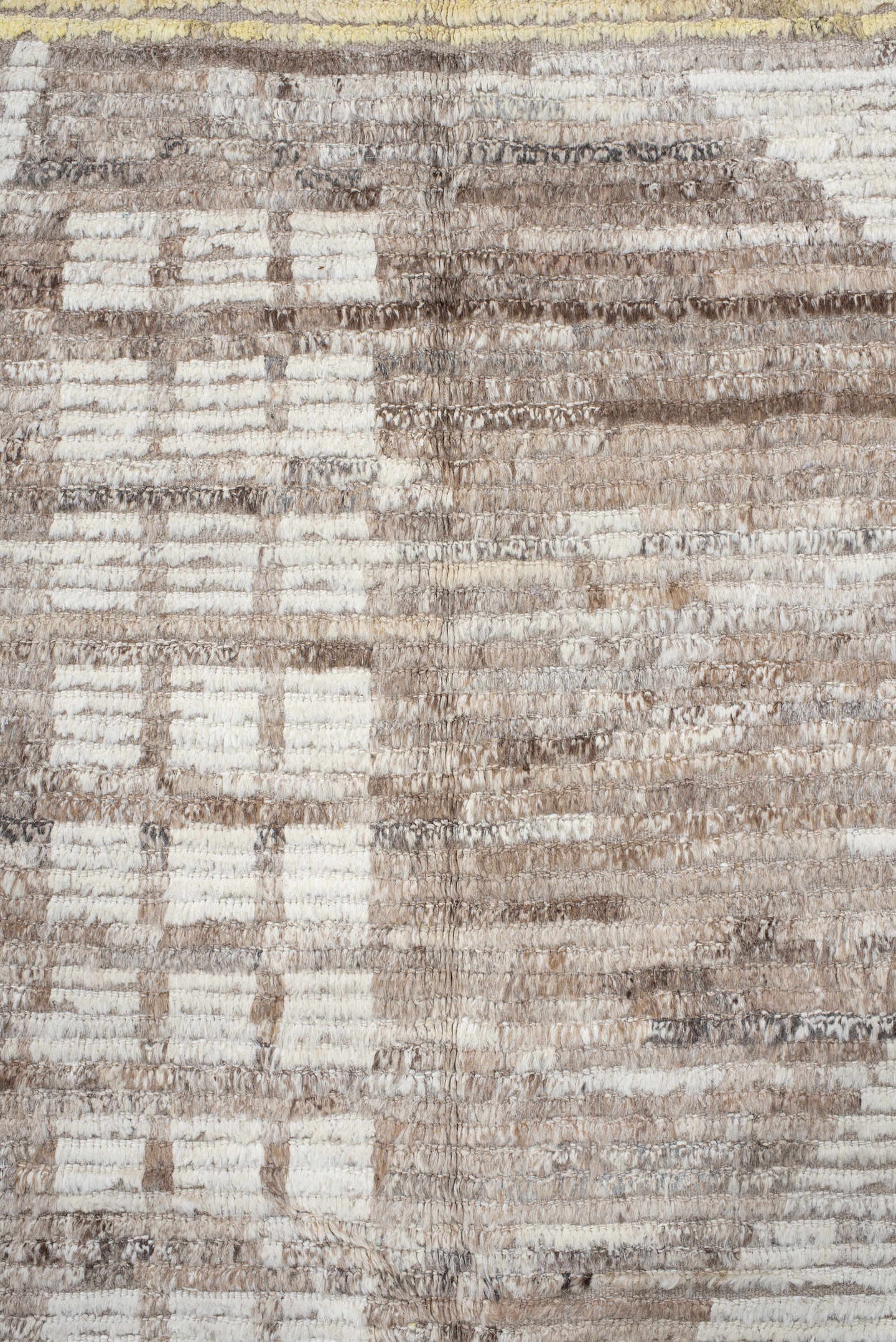 9' x 11' one-of-a-kind handmade vintage Tulu large size rug. Color palette: ivory, taupe, beige, pale_yellow, brown, gray