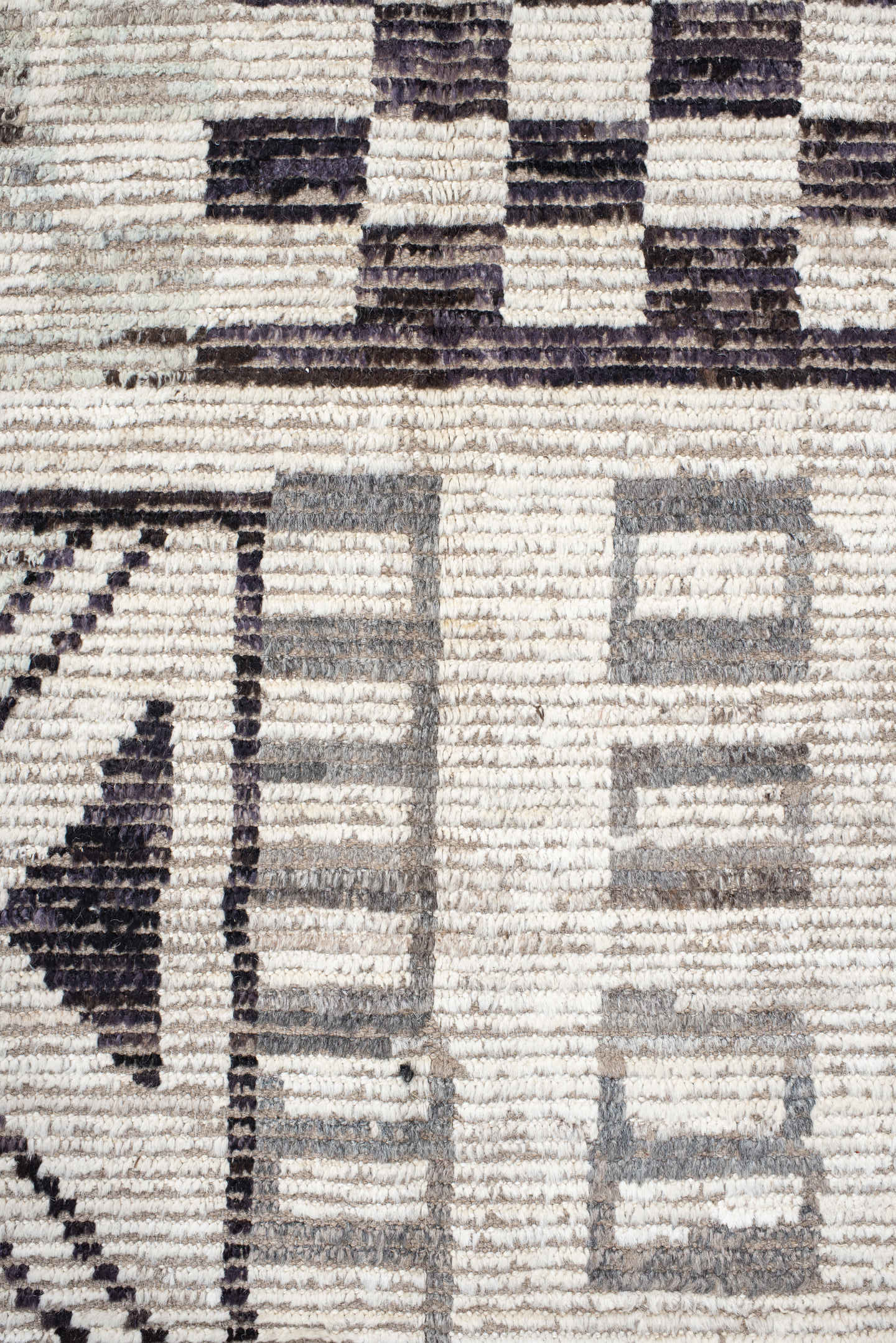 8' x 10' one-of-a-kind handmade vintage Tulu large size rug. Color palette: ivory, taupe, gray, charcoal, cream, beige