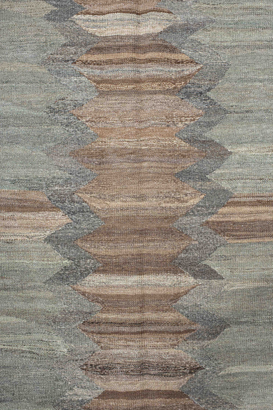 13' x 16' one-of-a-kind handmade vintage Kilim oversize rug. Color palette: taupe, blue_gray, ivory, slate, beige, brown