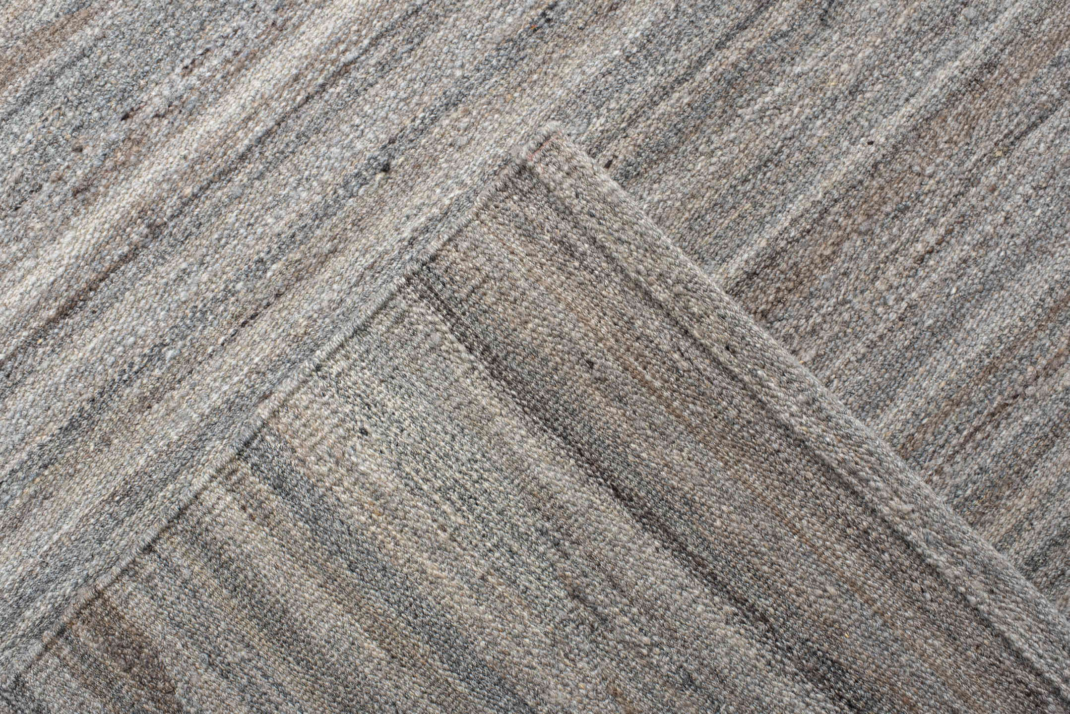 13' x 19' one-of-a-kind handmade vintage Kilim oversize rug. Color palette: gray, ivory, taupe, charcoal, greige, beige