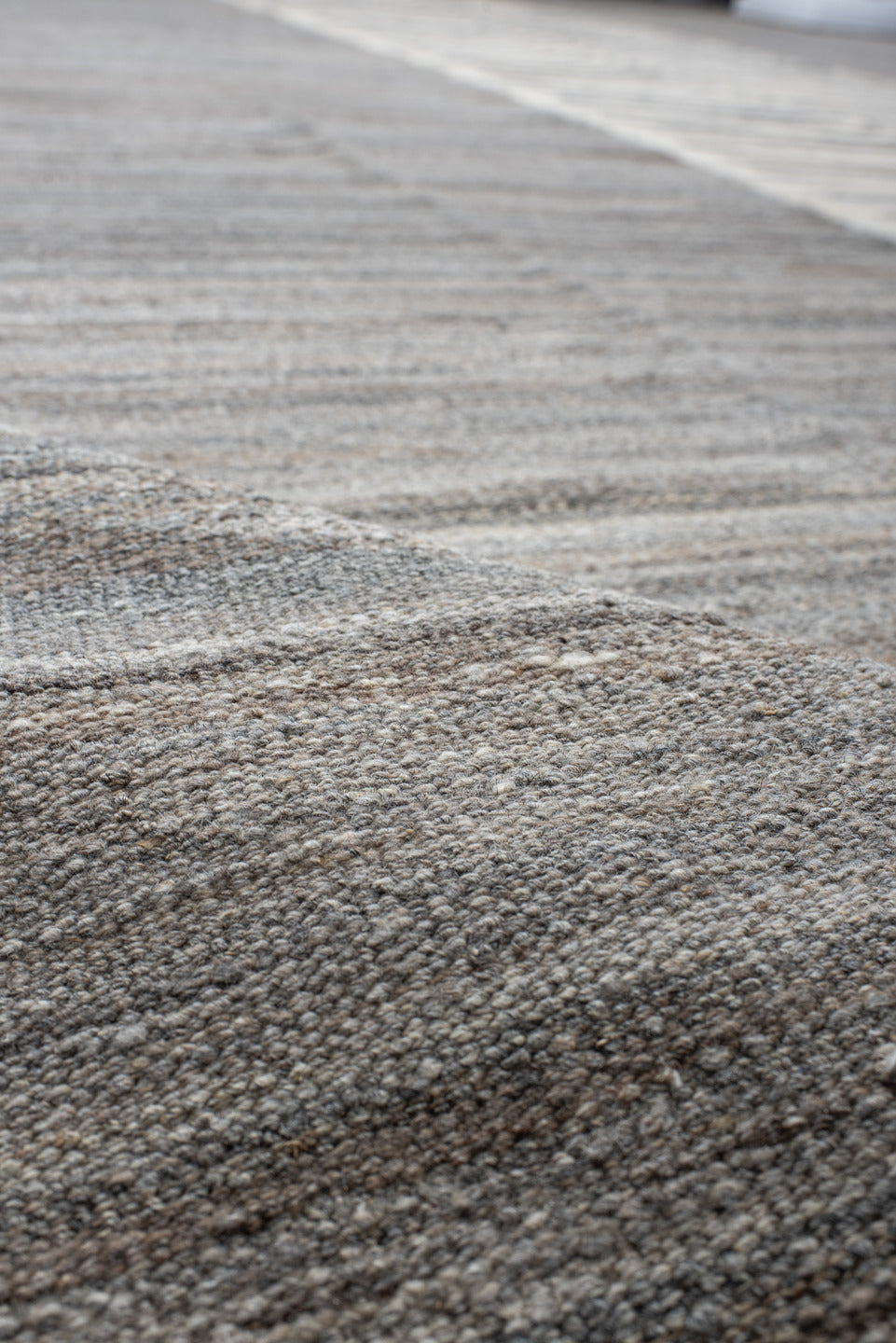 13' x 19' one-of-a-kind handmade vintage Kilim oversize rug. Color palette: gray, ivory, taupe, charcoal, greige, beige