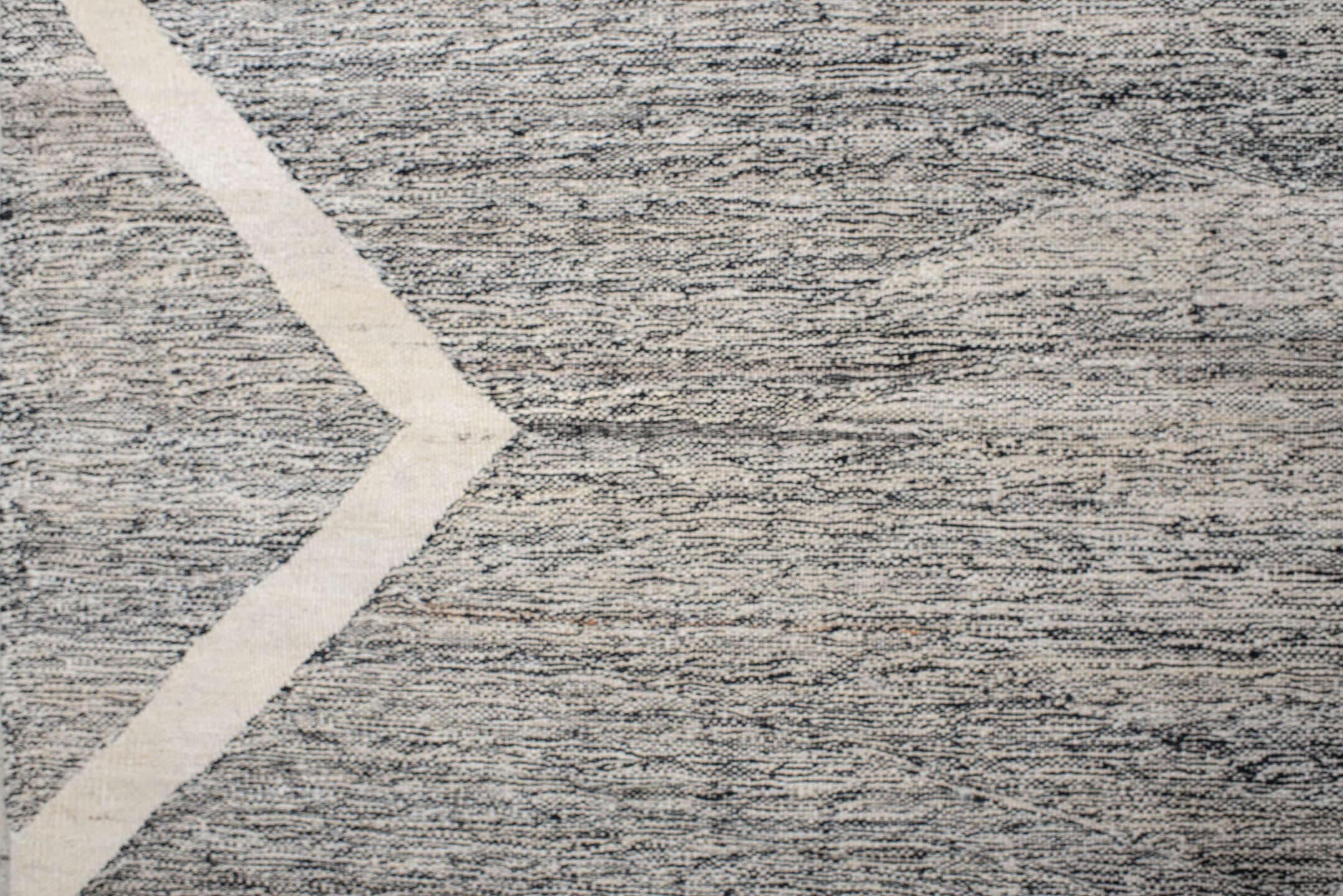 13' x 19' one-of-a-kind handmade vintage Kilim oversize rug. Color palette: gray, ivory, charcoal, black
