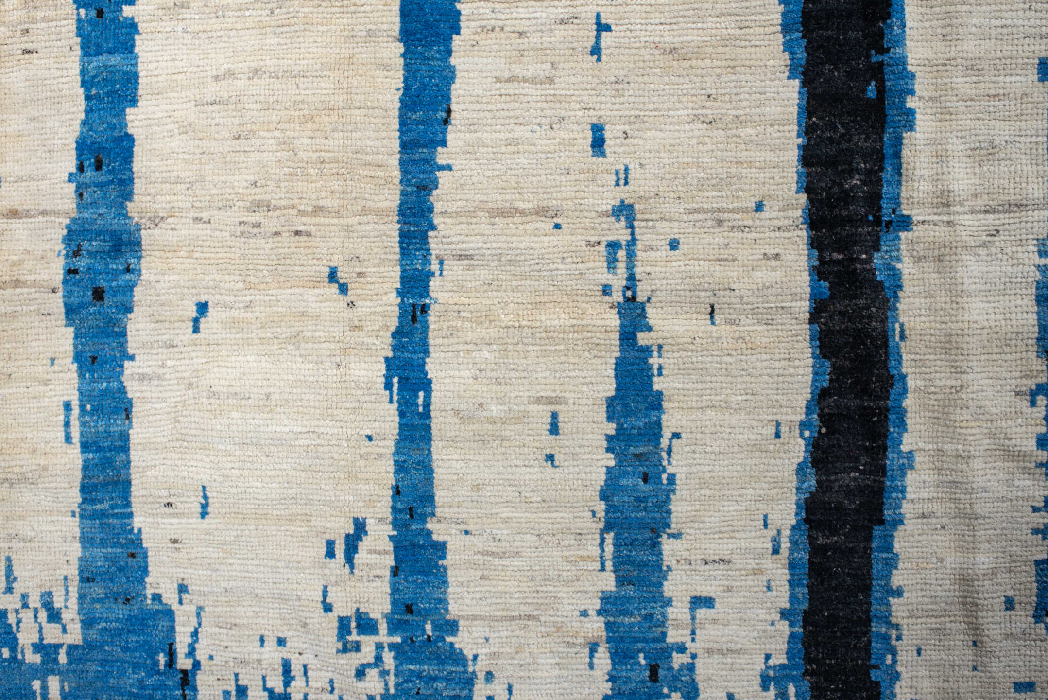 13' x 19' one-of-a-kind handmade vintage Tulu oversize rug. Color palette: ivory, charcoal, cobalt, sky_blue, gray, black