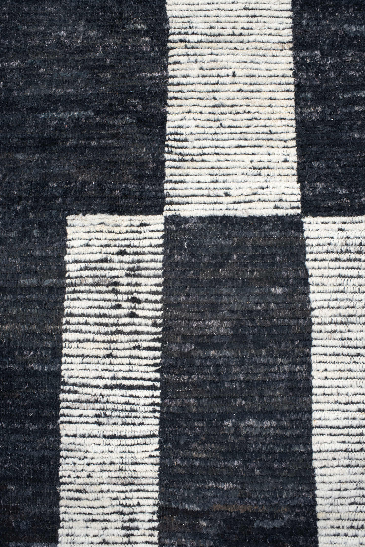 14' x 20' one-of-a-kind handmade vintage Tulu oversize rug. Color palette: ivory, charcoal, black, gray