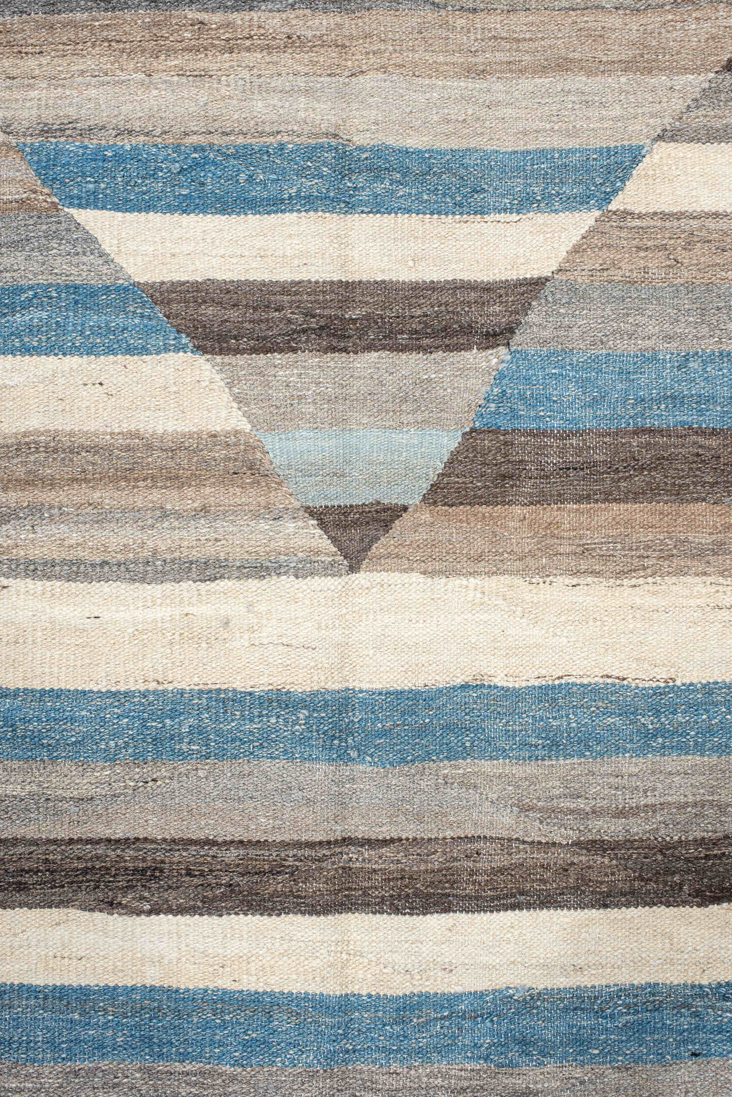 13' x 15' one-of-a-kind handmade vintage Kilim oversize rug. Color palette: ivory, taupe, charcoal, turquoise, gray, beige