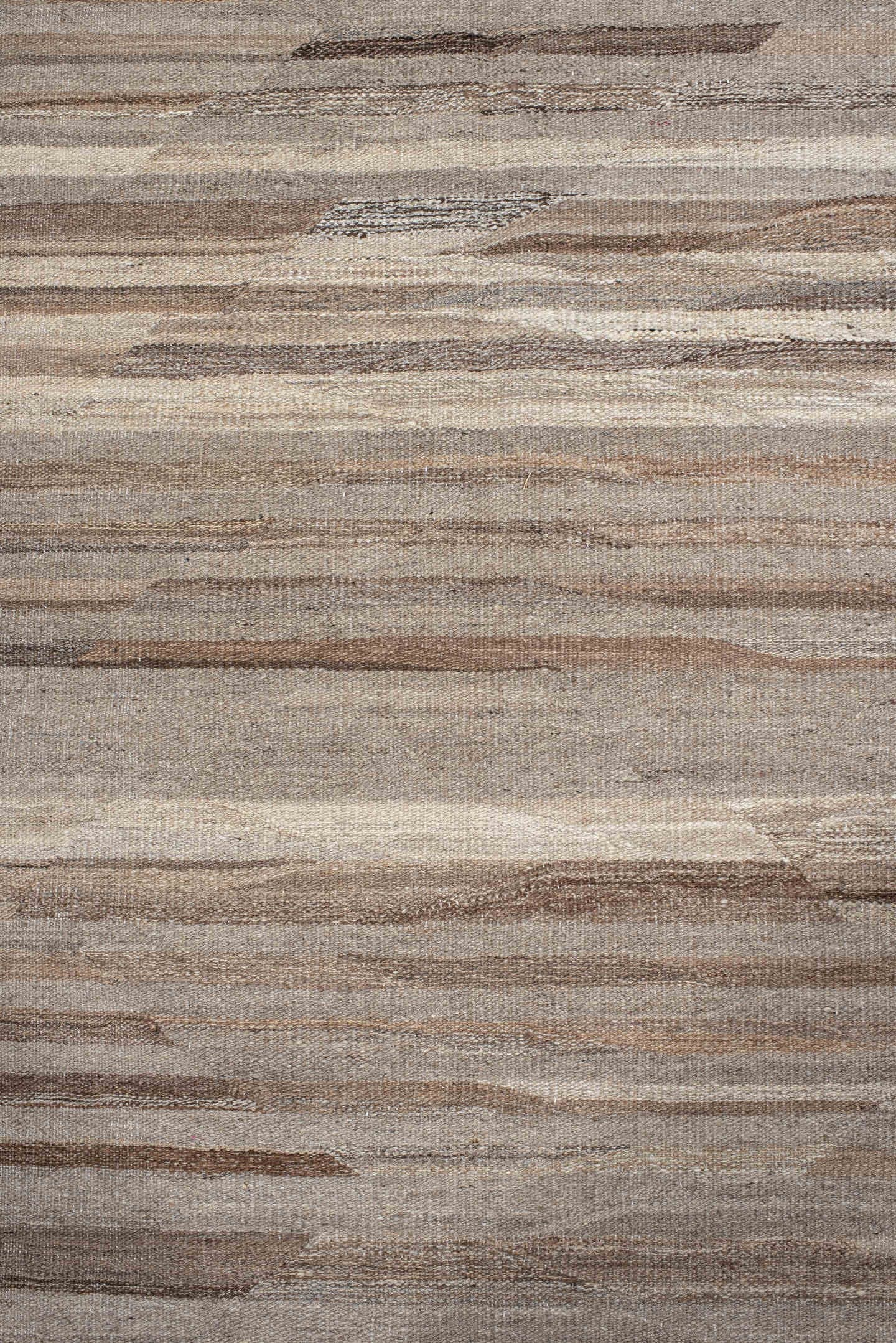 13' x 16' one-of-a-kind handmade vintage Kilim oversize rug. Color palette: taupe, ivory, cream, brown, beige, charcoal