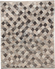 12' x 16' one-of-a-kind handmade vintage Kilim oversize rug. Color palette: taupe, ivory, charcoal, beige, gray, cream