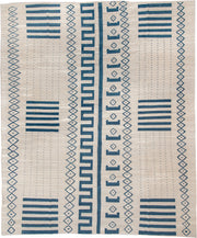 13' x 15' one-of-a-kind handmade vintage Kilim oversize rug. Color palette: ivory, teal, slate, gray