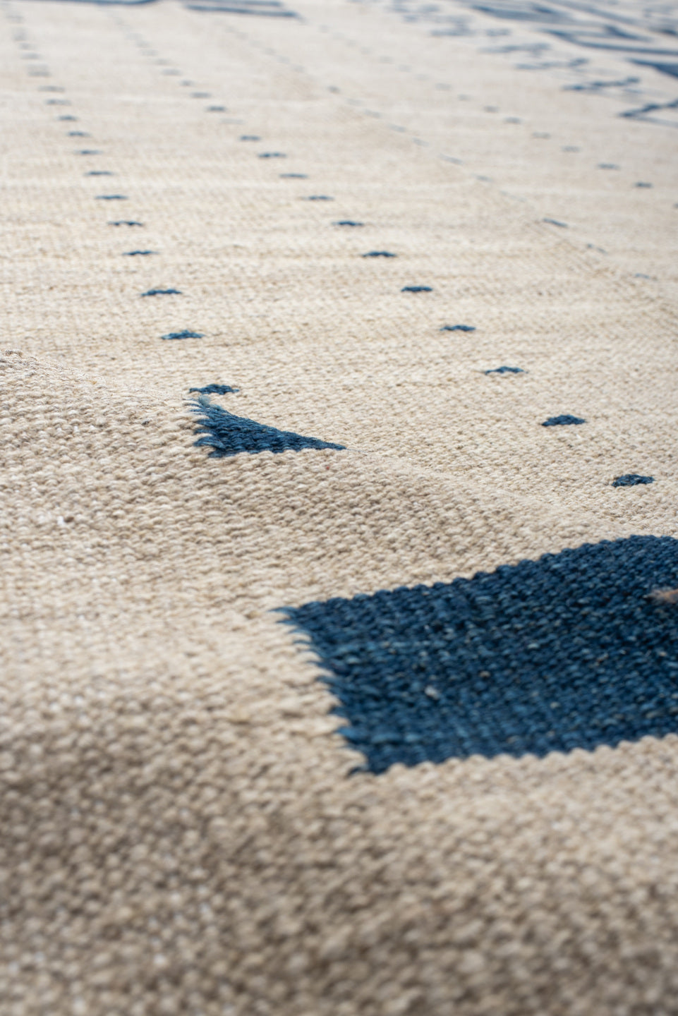 13' x 15' one-of-a-kind handmade vintage Kilim oversize rug. Color palette: ivory, teal, slate, gray