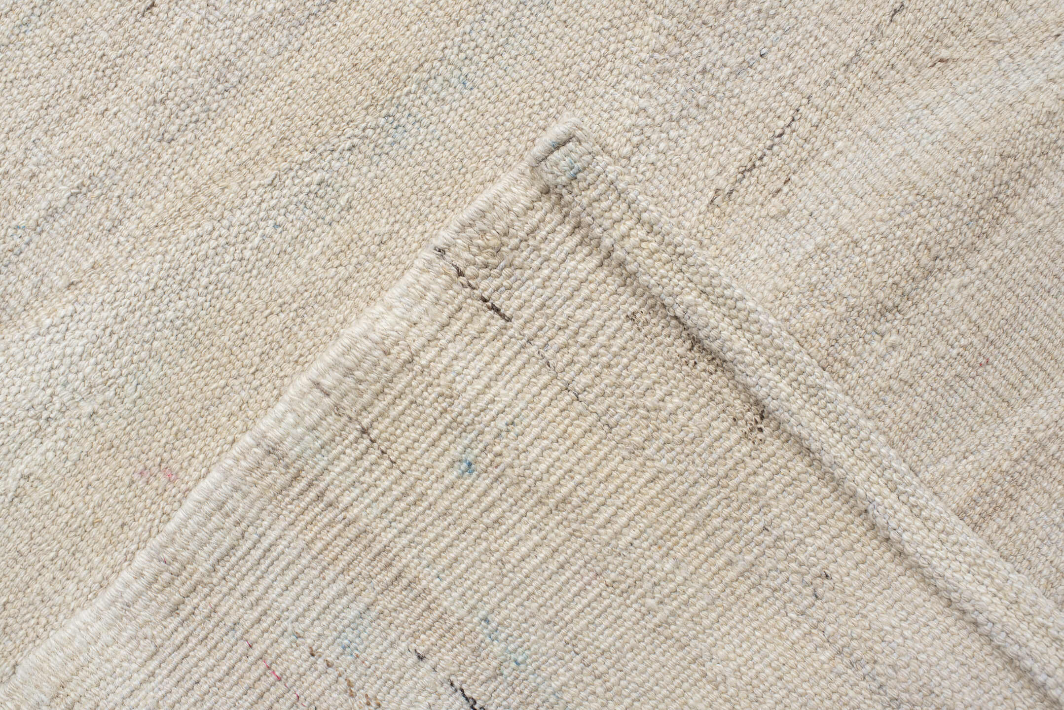 12' x 16' one-of-a-kind handmade vintage Kilim oversize rug. Color palette: ivory, charcoal, taupe, gray, black, beige