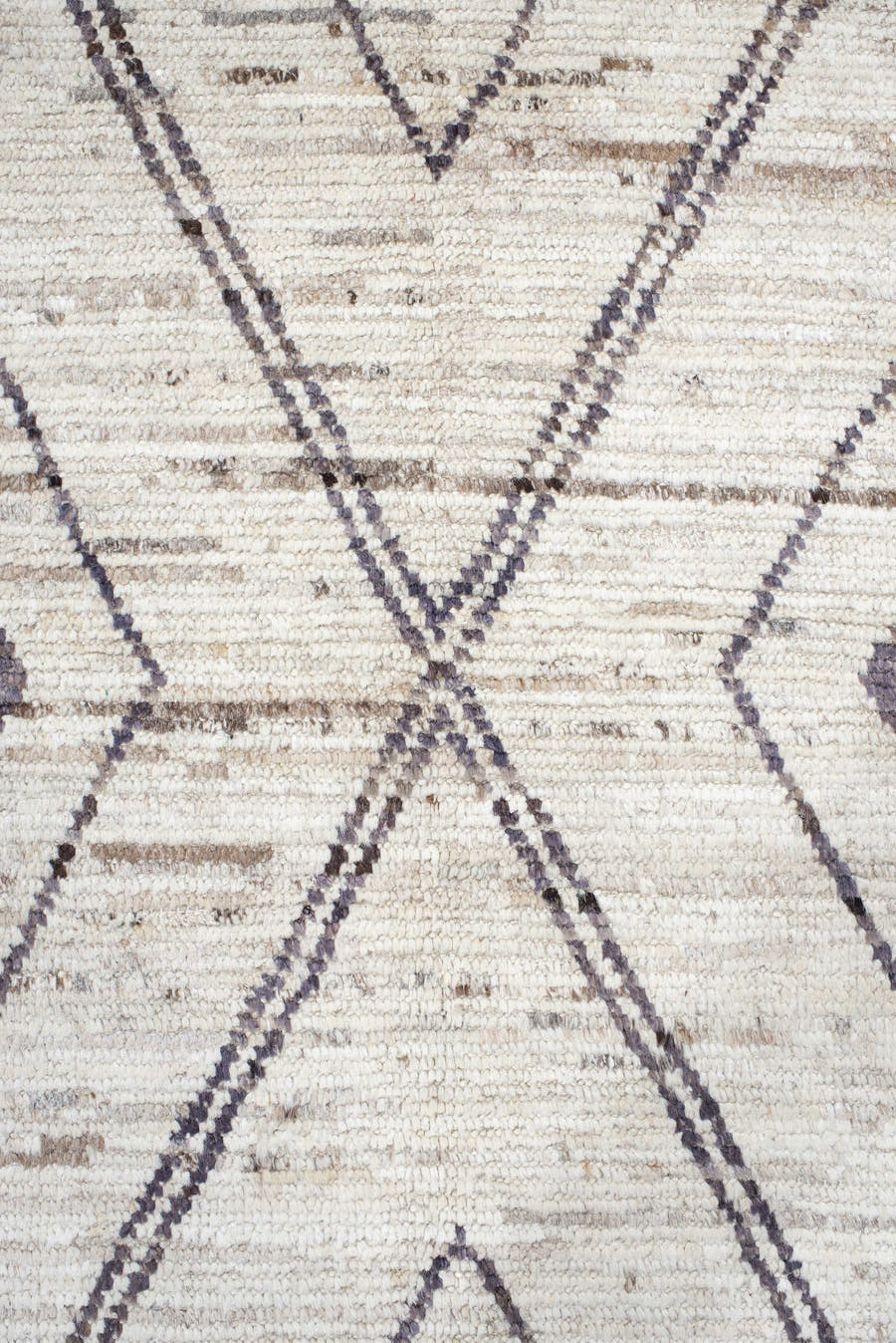 13' x 15' one-of-a-kind handmade vintage Tulu oversize rug. Color palette: ivory, taupe, charcoal, beige, gray, black