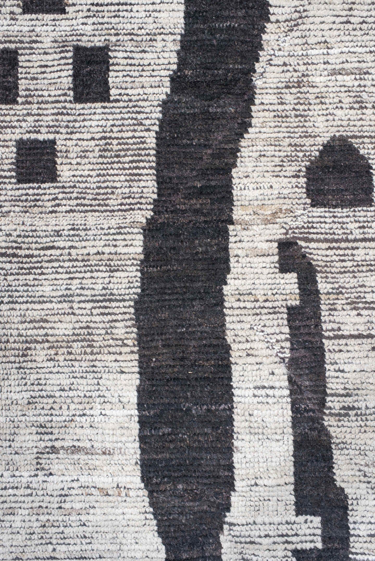 19' x 25' one-of-a-kind handmade vintage Tulu oversize rug. Color palette: ivory, charcoal, taupe, slate, gray, black, beige