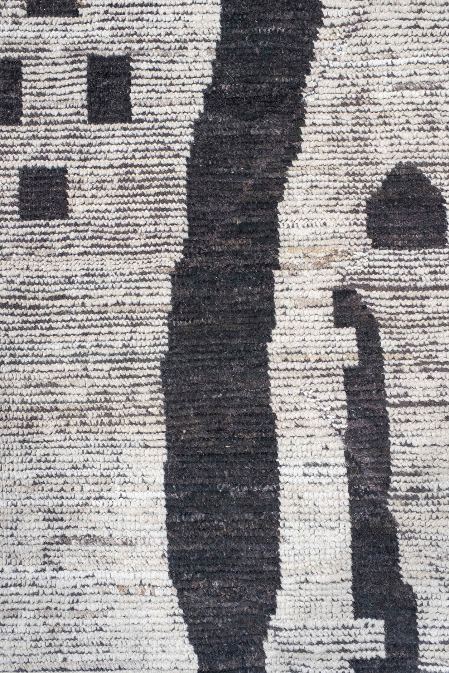 19' x 25' one-of-a-kind handmade vintage Tulu oversize rug. Color palette: ivory, charcoal, taupe, slate, gray, black, beige