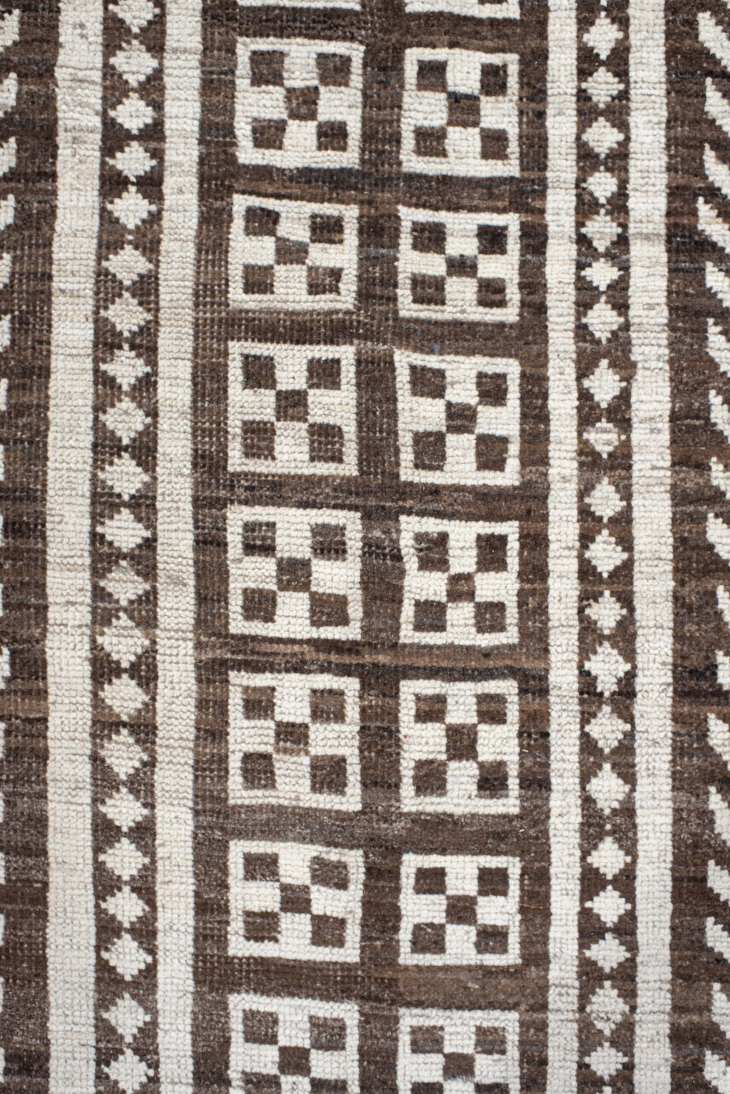 15' x 23' one-of-a-kind handmade vintage Tulu oversize rug. Color palette: ivory, brown, taupe, beige, gray