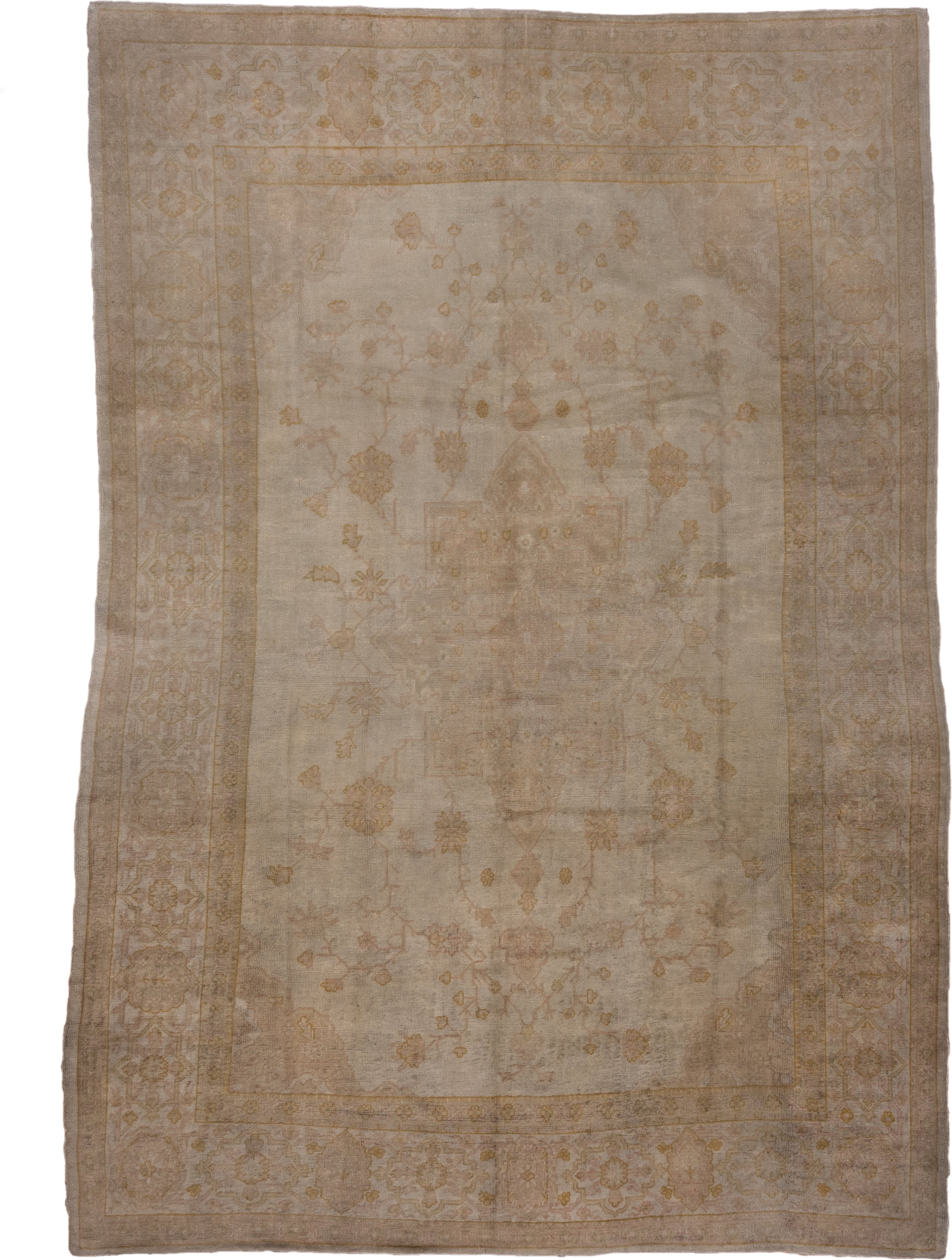 9' x 11' one-of-a-kind handmade vintage Kilim large size rug. Color palette: ivory, taupe, beige, sand, camel, pale gold